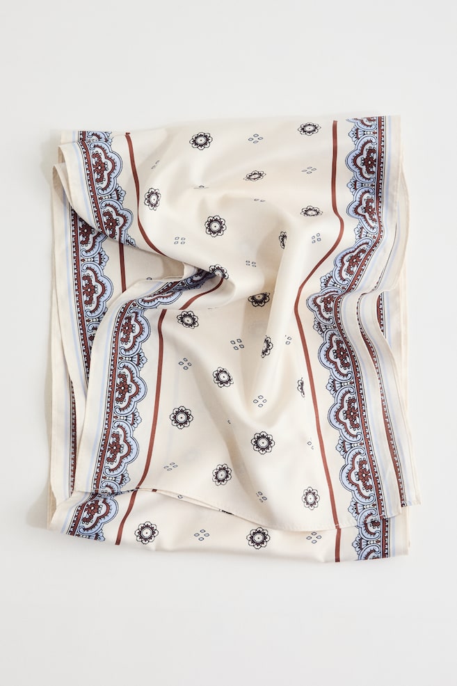 Printed Scarf - Cream/patterned/Cream/polka dot/Navy blue/patterned/Navy blue/brown patterned - 2