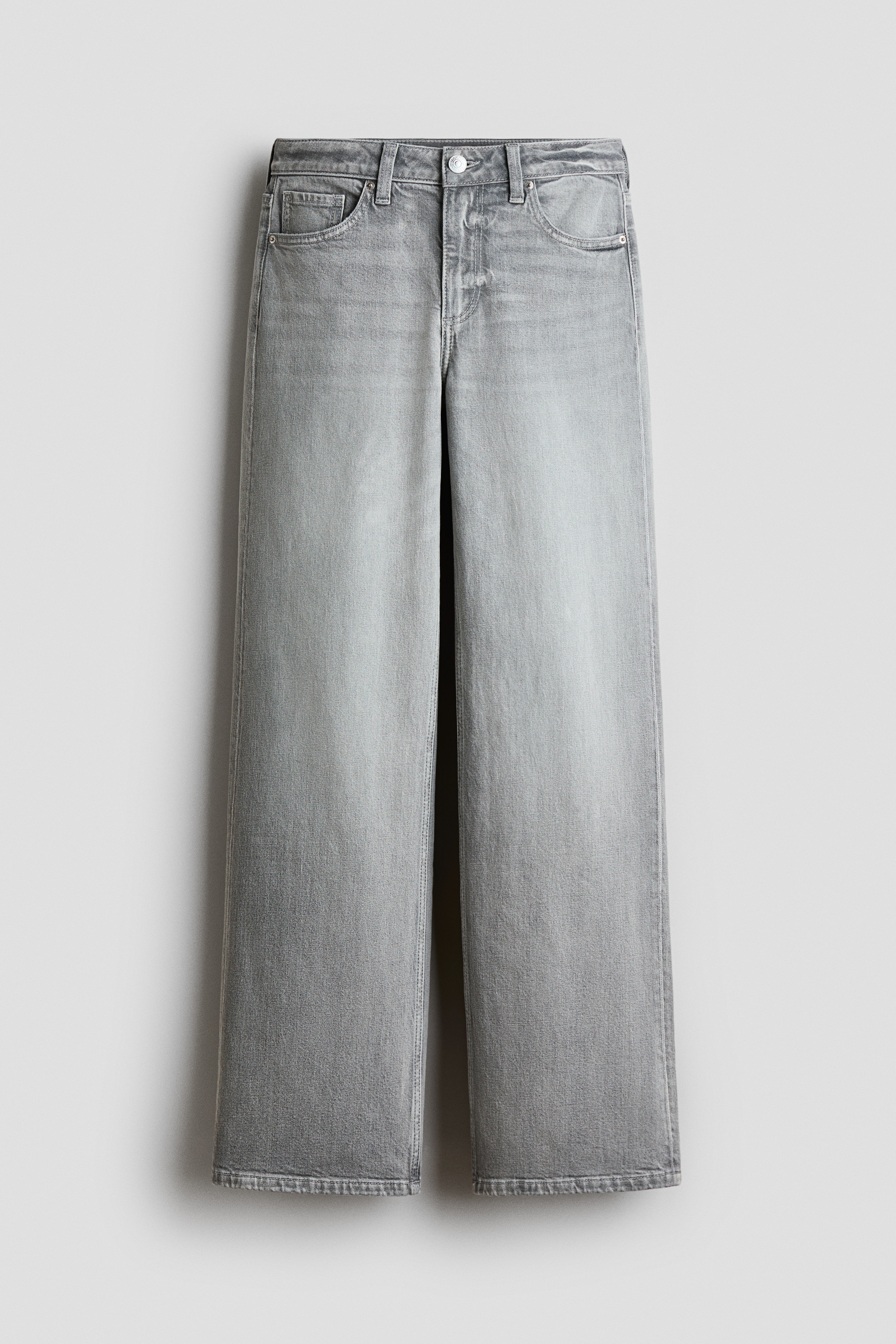Wide Leg High Jeans - Helles Denimgrau