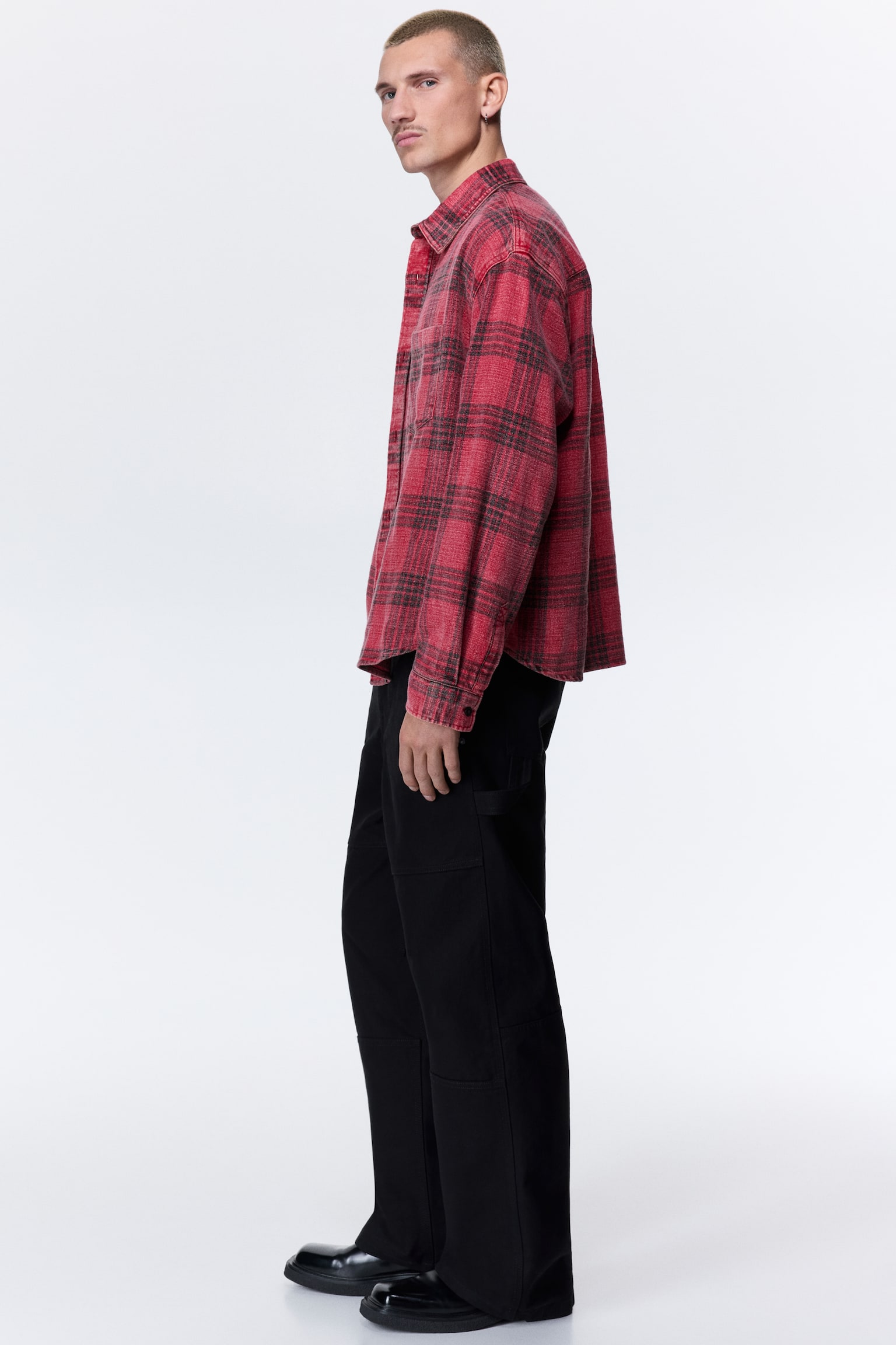 Relaxed Fit Cotton shirt - Red/Checked/Blue/Checked - 4