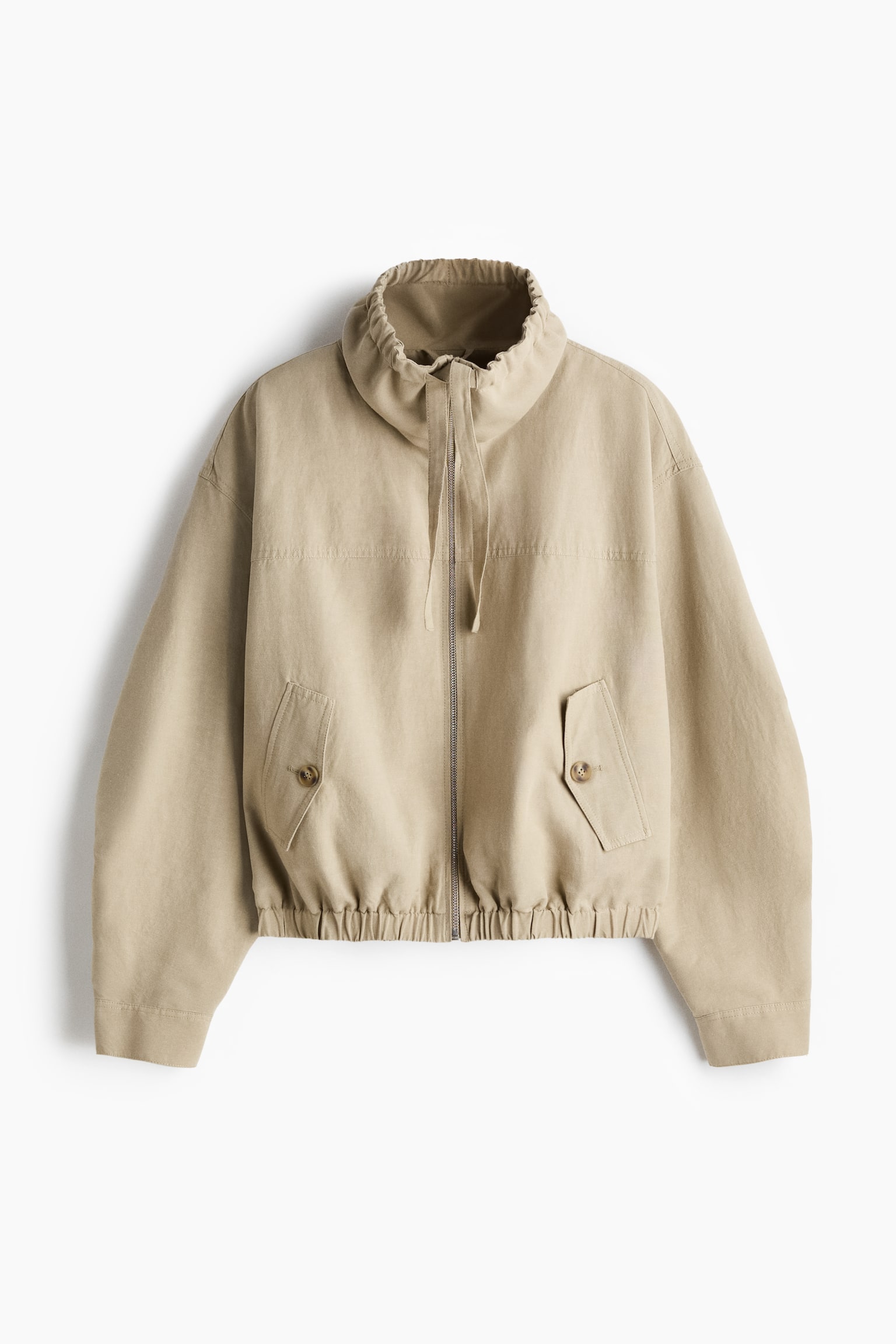 Linen-blend jacket - Beige/Beige/Zebra print - 2