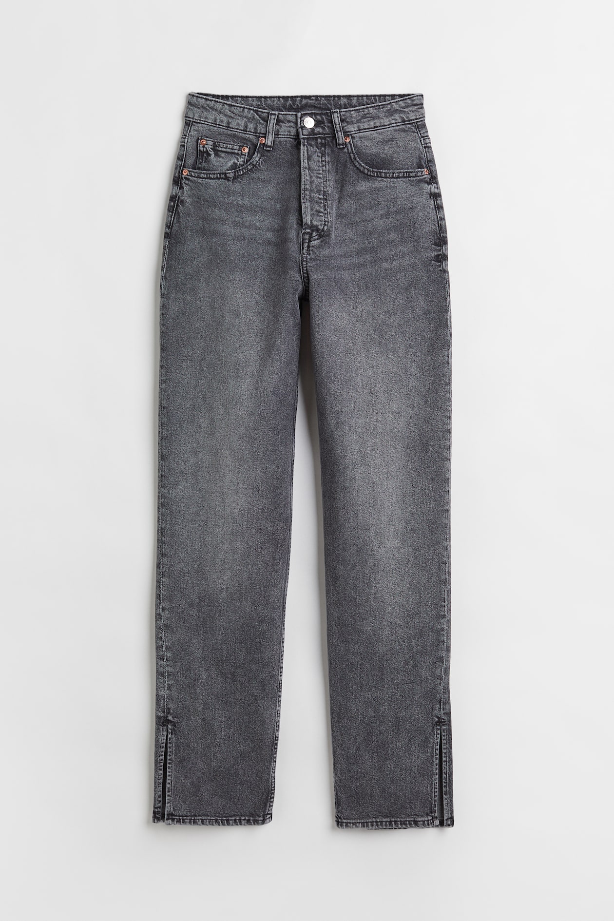 Straight High Jeans - High waist - Long - Dark denim gray - Ladies | H&M US