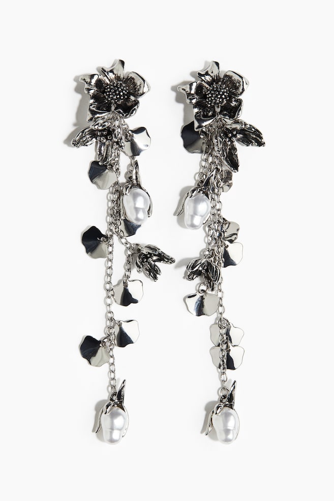 Long earrings - Silver-coloured - 1