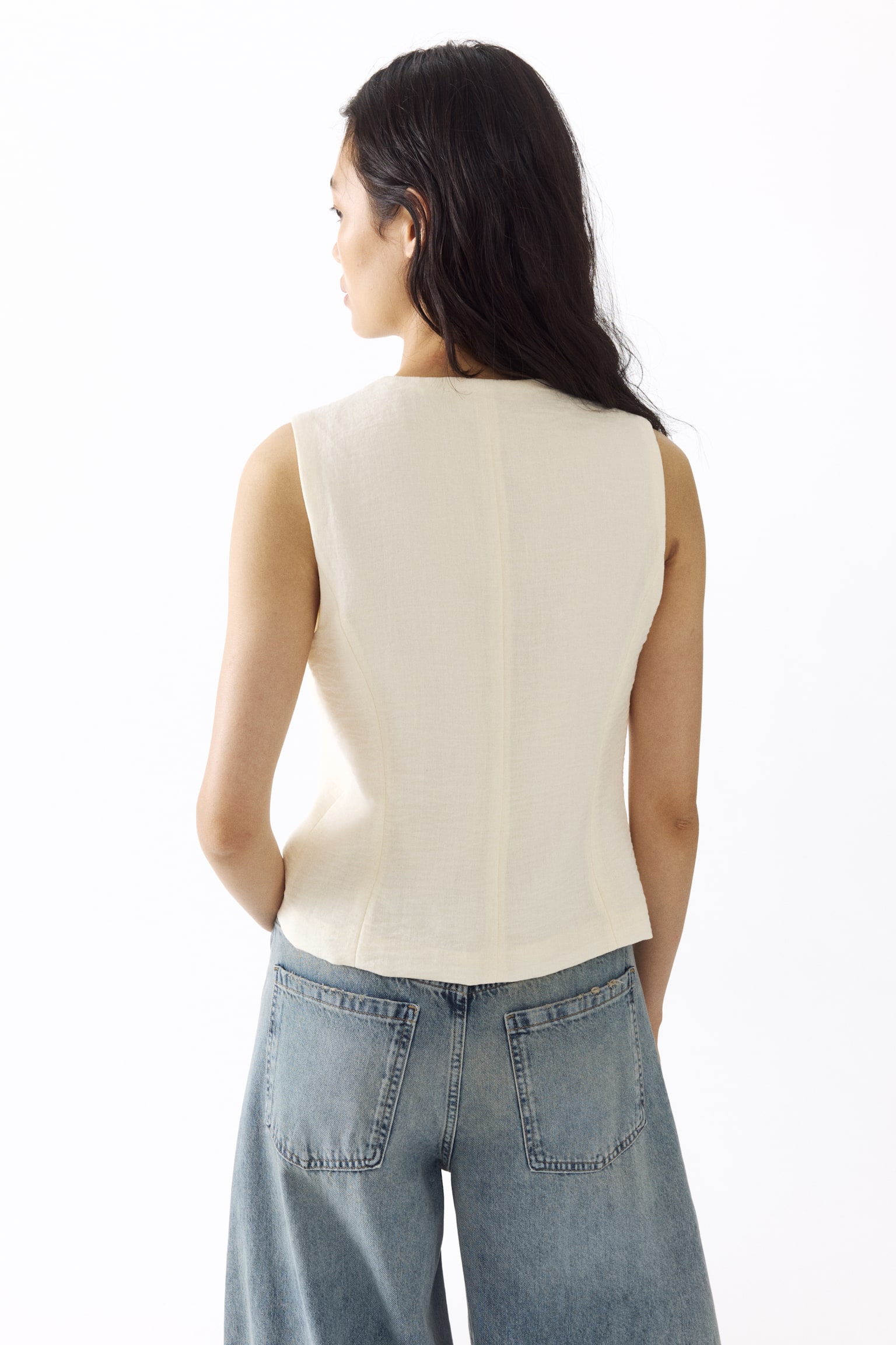 Женский жилет H&M Tie-Detail Vest, цвет: Кремовый — фото 5
