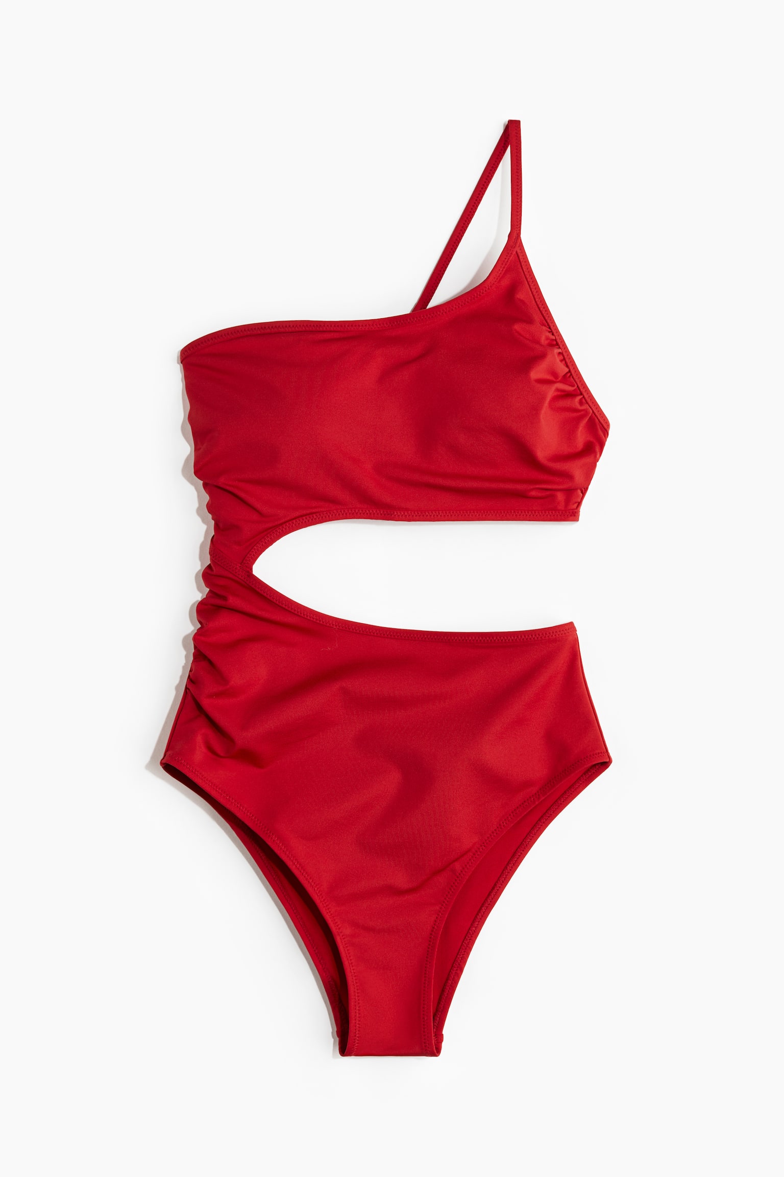 Padded-cup cut-out swimsuit - Red/Beige/Black - 2