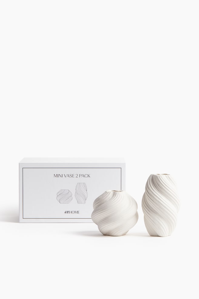 2-pack mini stoneware vases - White - 1