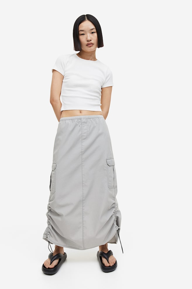 Cotton parachute skirt - Light grey/Black - 1