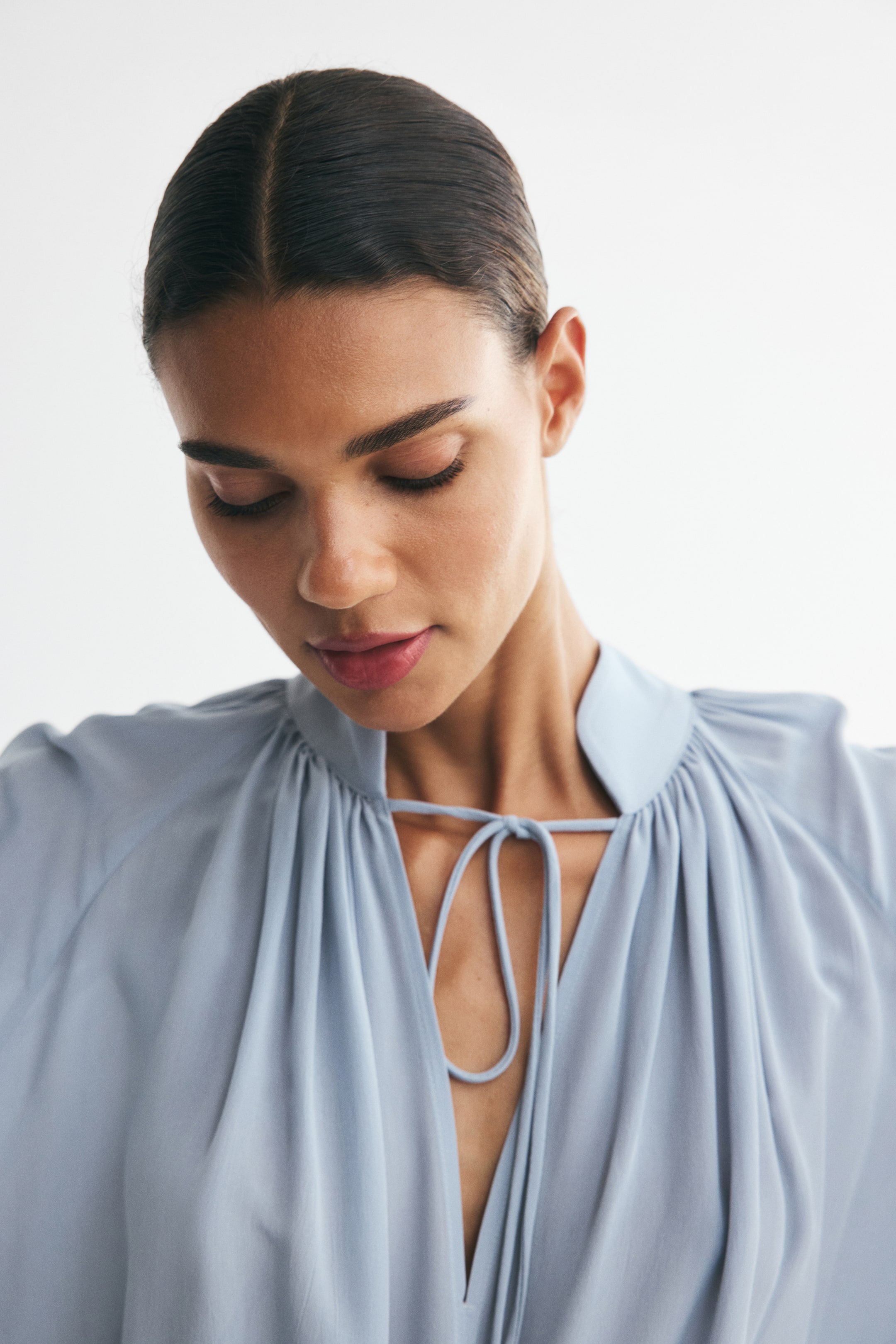 Viscose Balloon-Sleeved Blouse