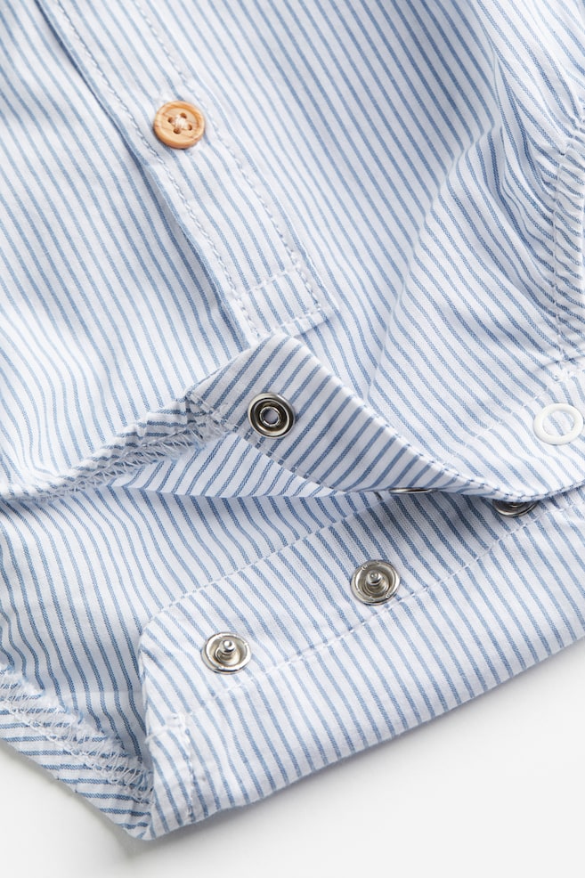 Cotton shirt bodysuit - Light blue/Striped - 2