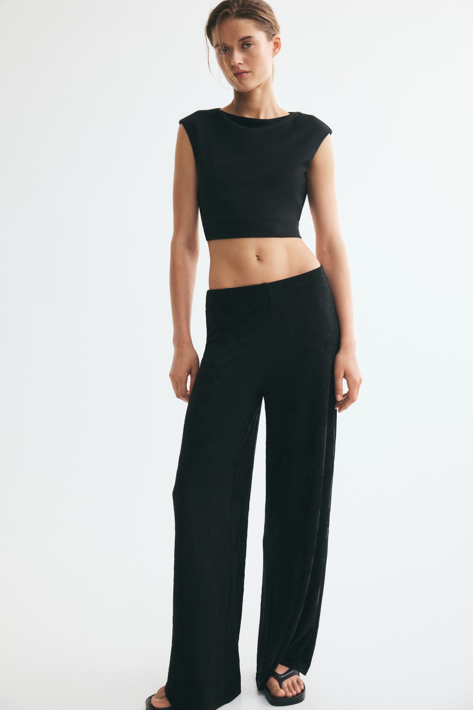 Женские брюки H&M Jacquard Jersey Pull-On, цвет: Чёрный — фото 3