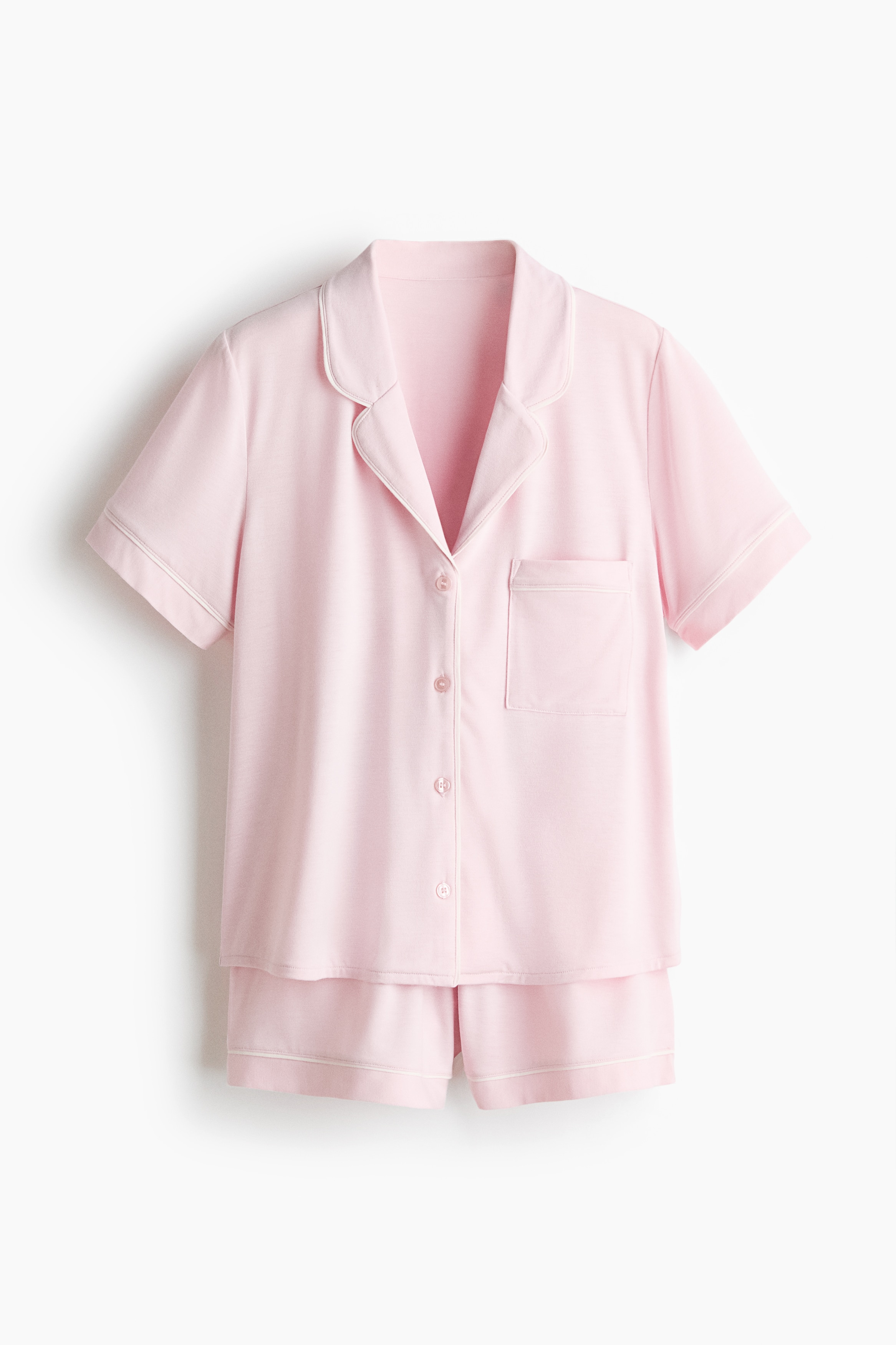 Viscose-blend pyjamas - Light pink/Cream/Rust brown