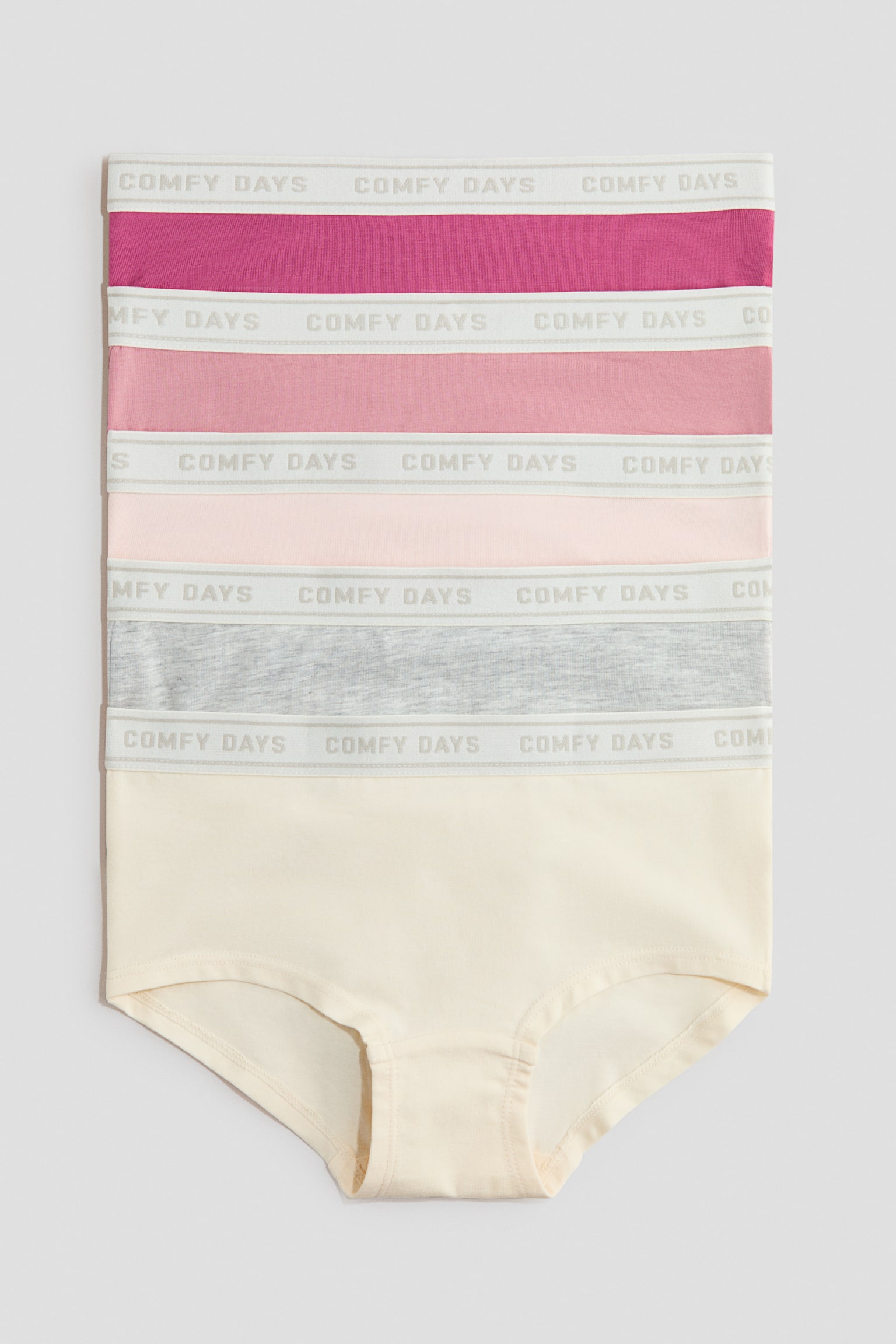 5-pack hipstertruse med tekstmotiv - Cream/Sort/Hvit/Lys gråmelert
