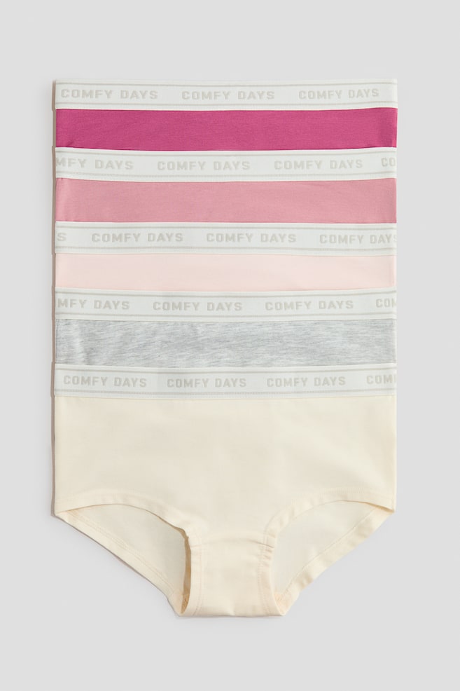 Set van 5 slips met tekstmotief - Hipster - Roomwit/Zwart/wit/lichtgrijs gemêleerd/Lichtroze/roomwit/groen - 1