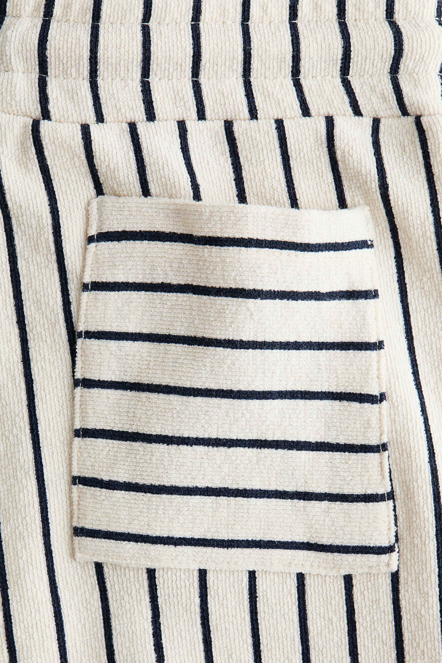 Textured jersey drawstring trousers - Light beige/Striped - 4