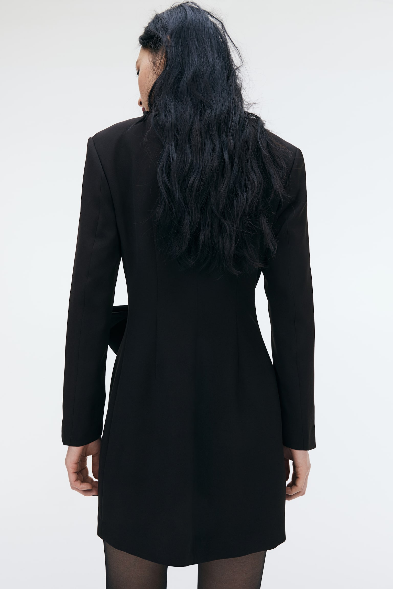 Bow-front blazer dress - Black - 5