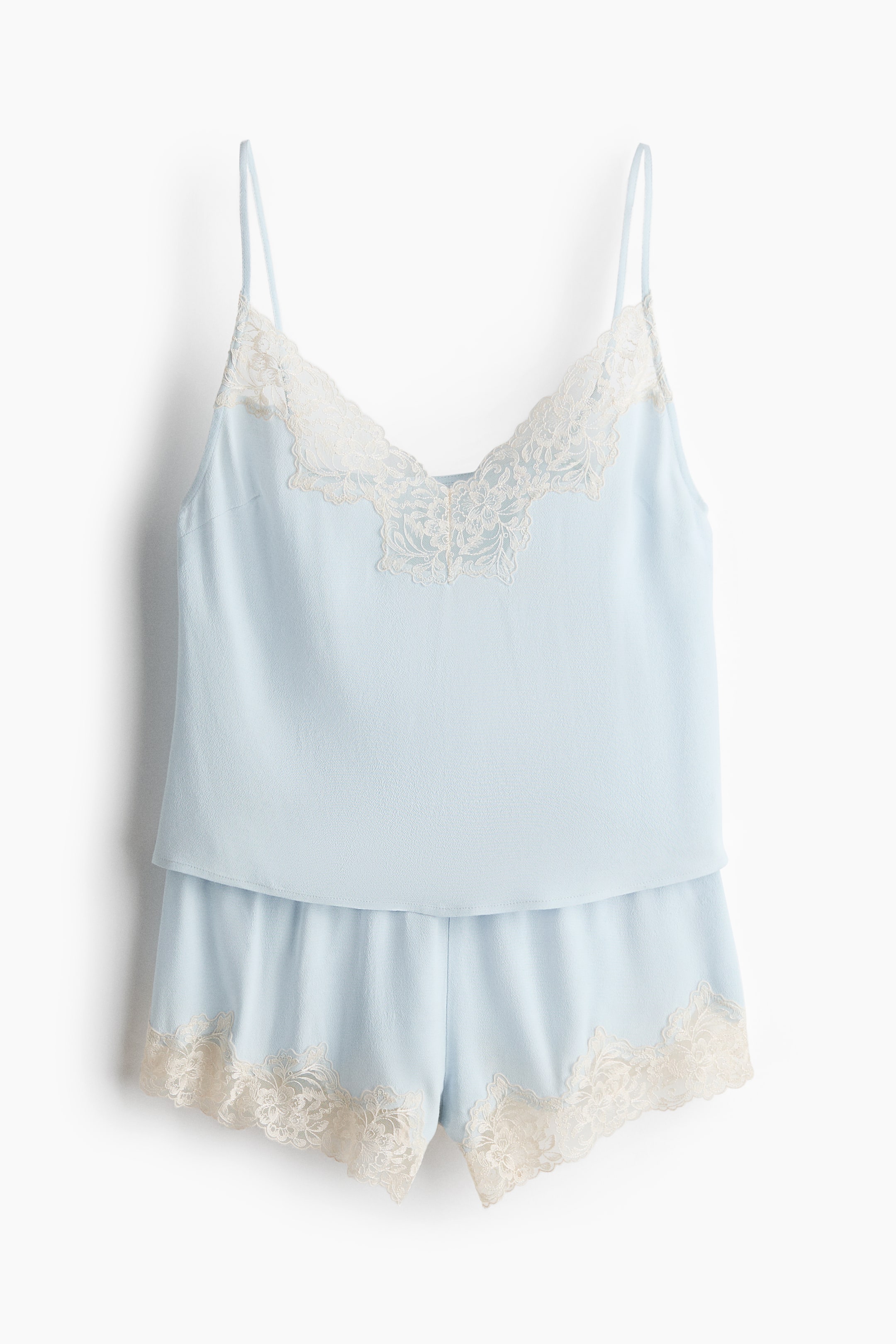 Lace-Trimmed Viscose Pajamas