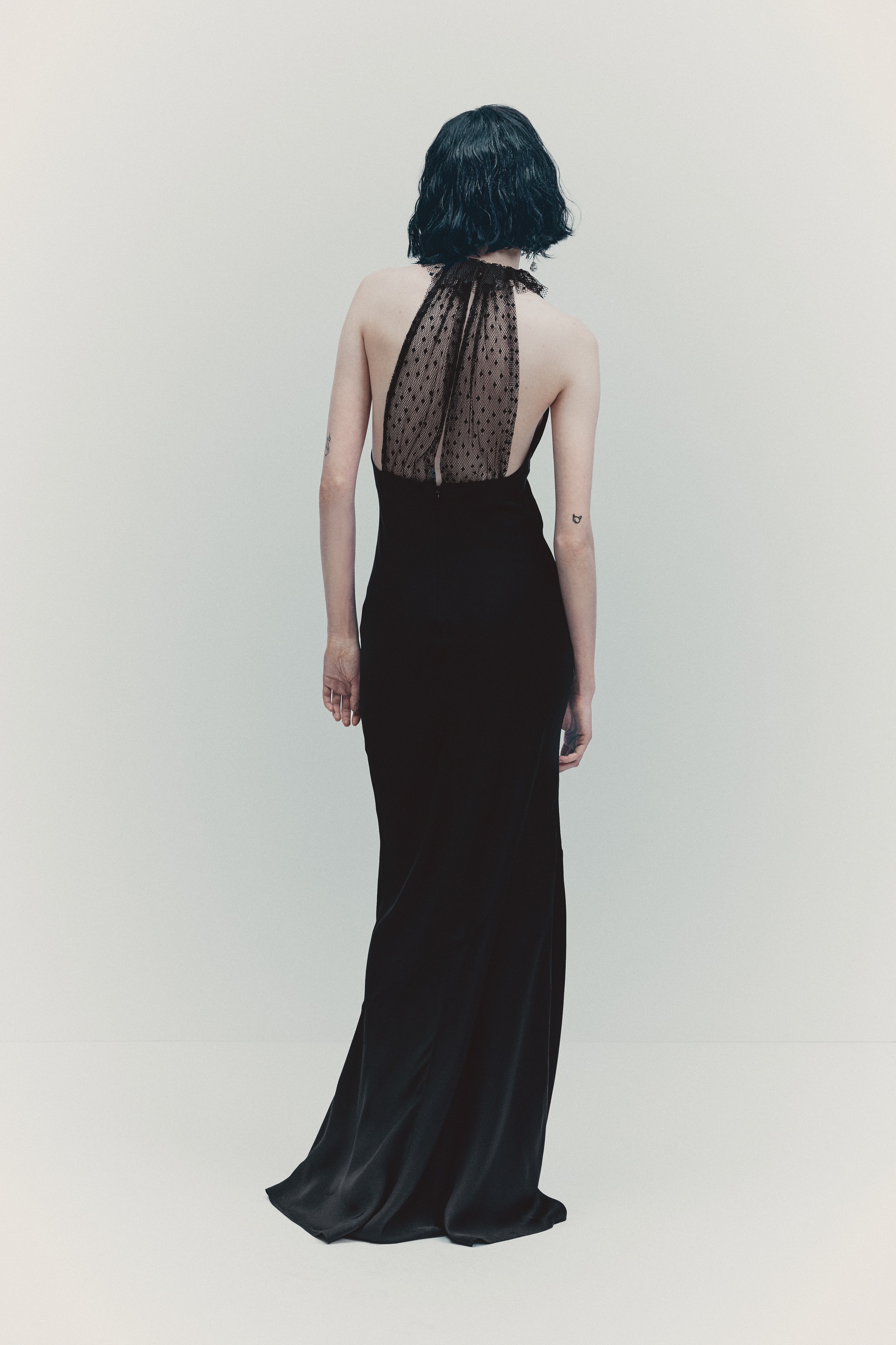Mesh-cape dress