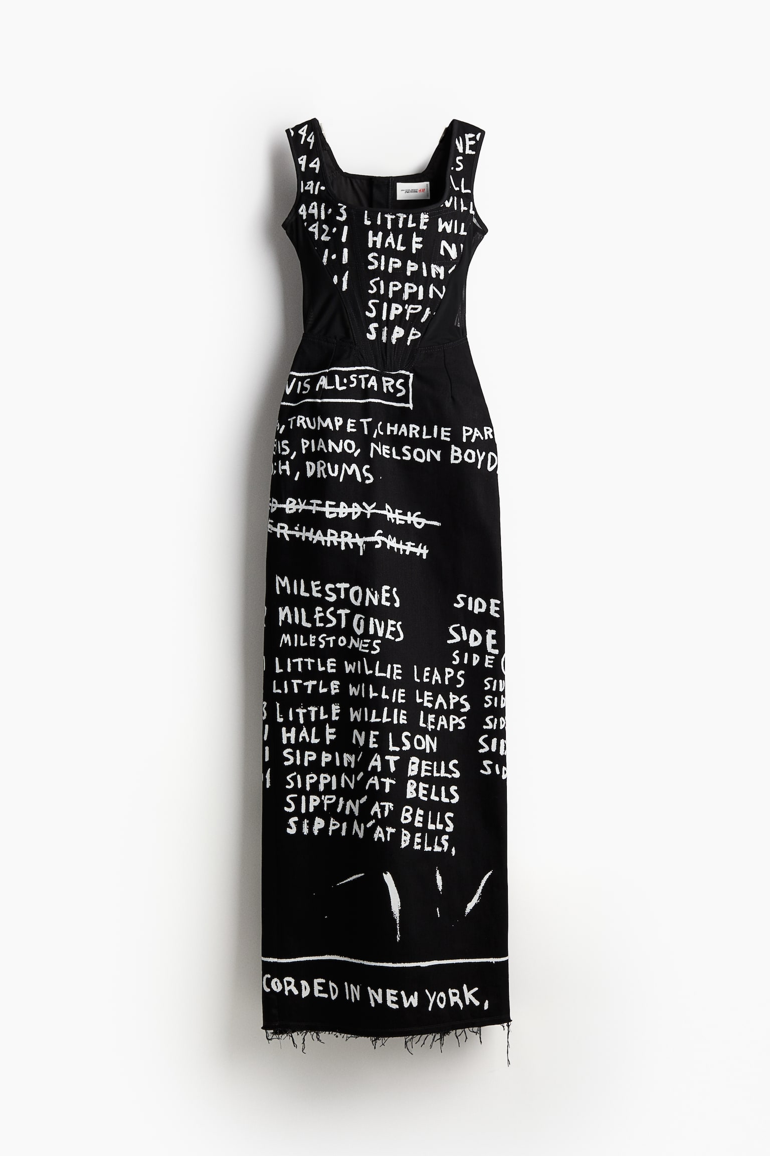 Long denim corset dress - Black/Basquiat - 2