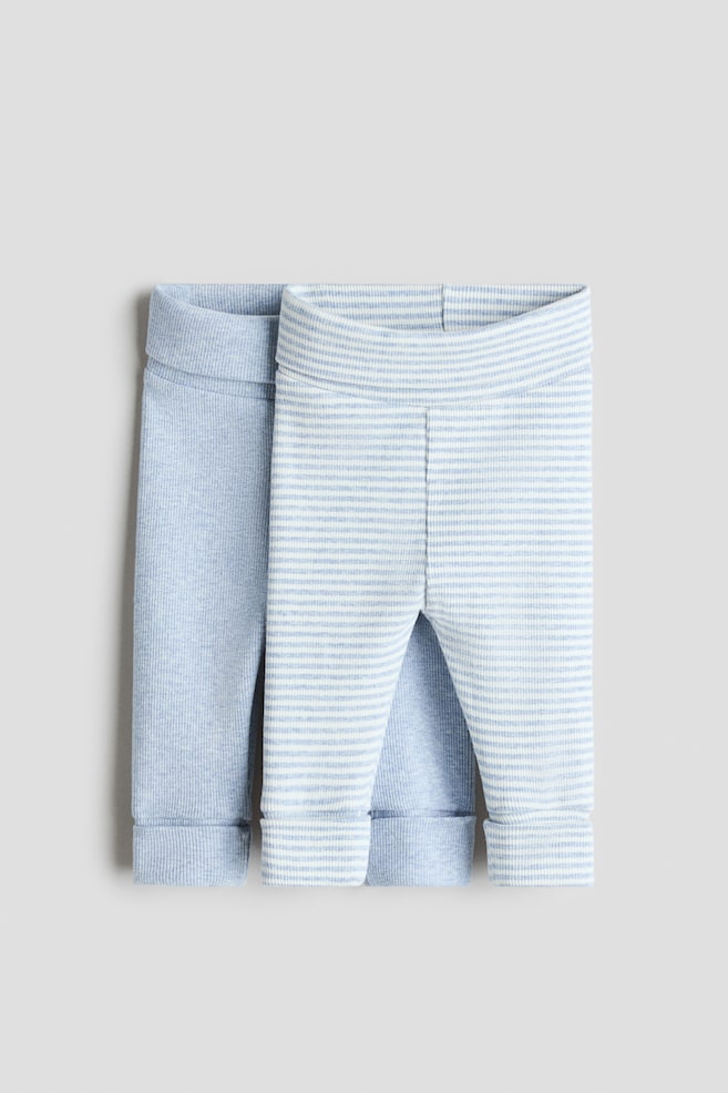 Lot de 2 leggings Room-to-grow-Bleu clair/rayures blanches - 1
