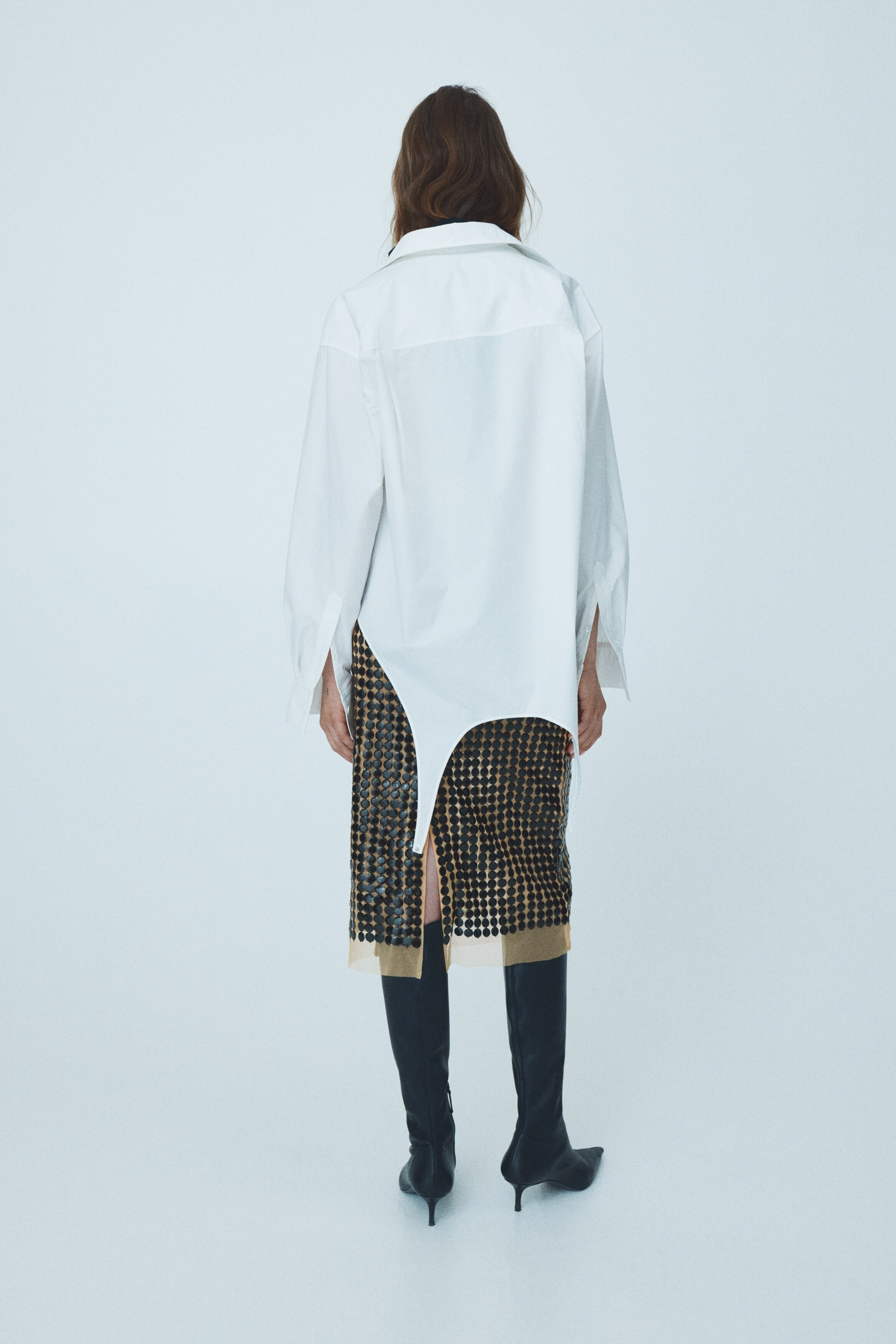 Jupe crayon midi en laine à carreaux beige Taille 14Uk