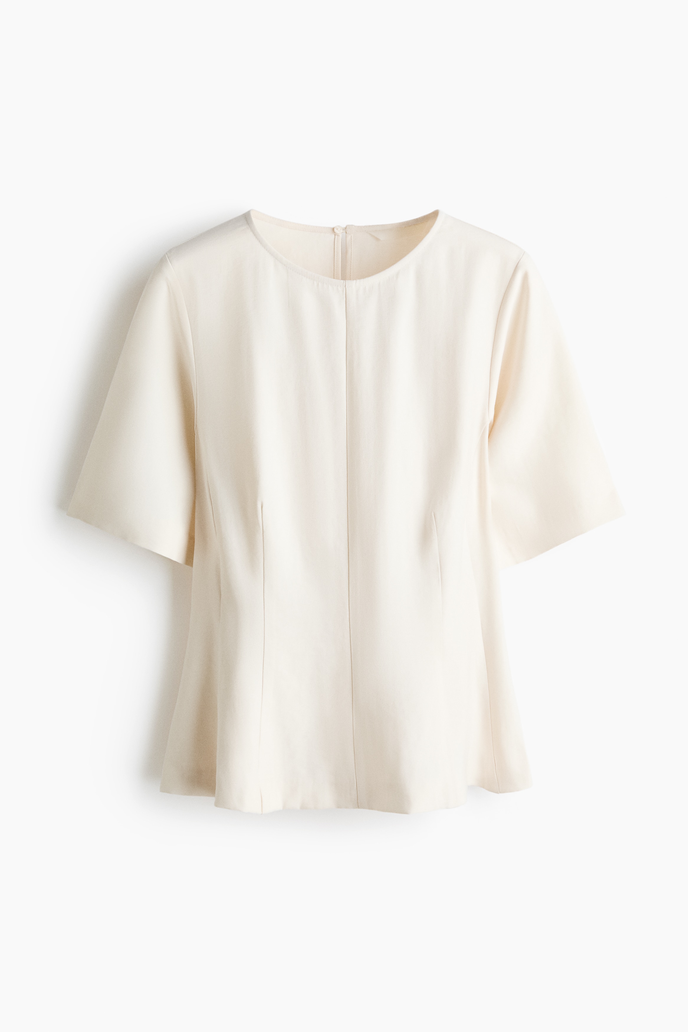 Peplum Blouse - Cream/Mustard yellow