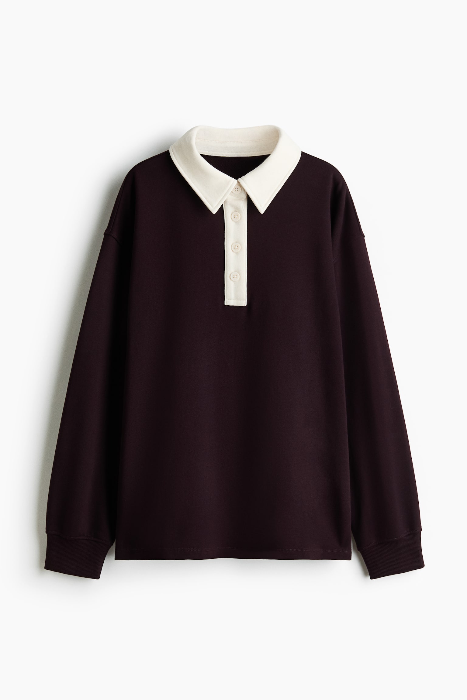 Oversized rugby shirt - Plum purple/Dark green/Striped