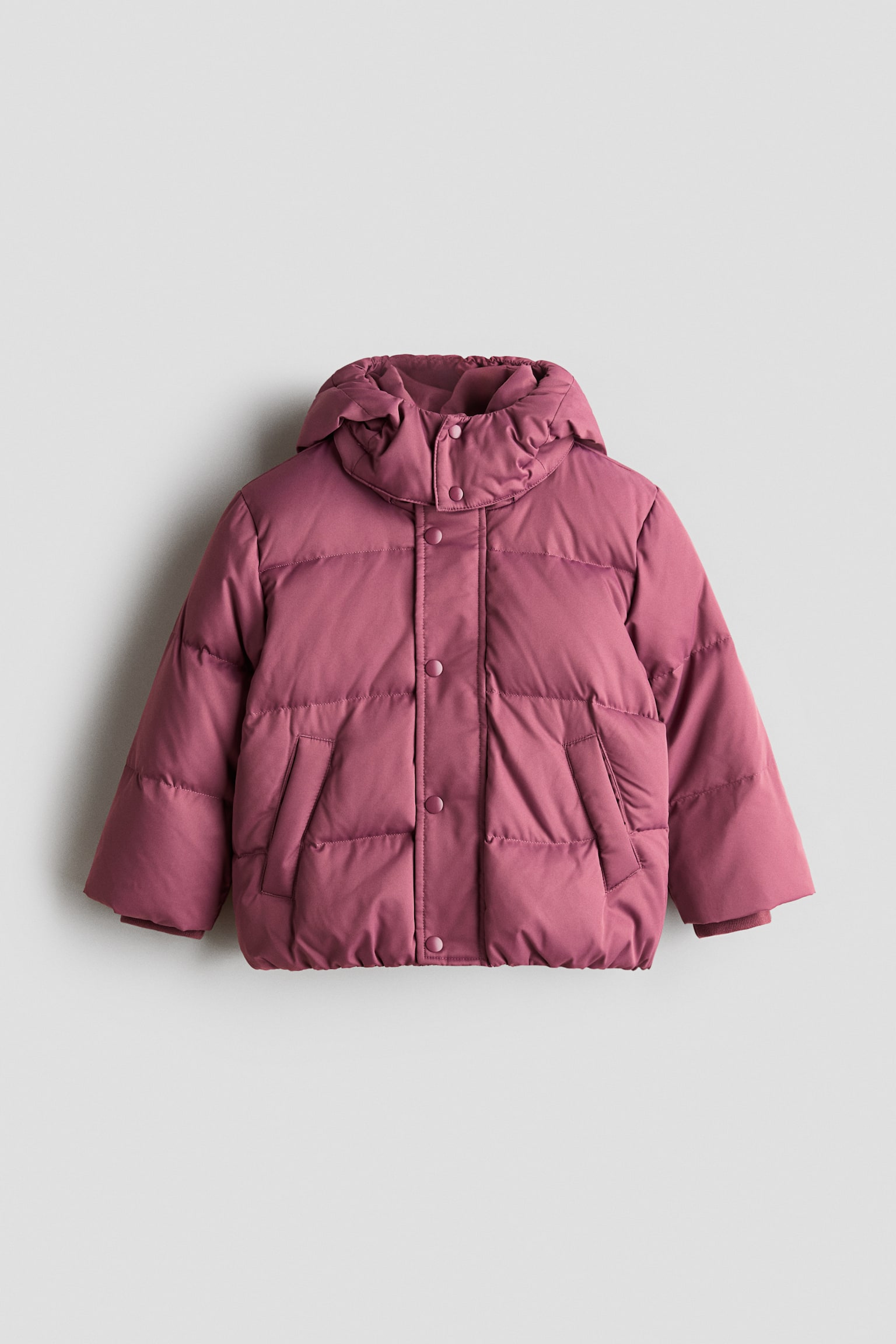Hooded down puffer jacket - Pink/Black/Brown - 1