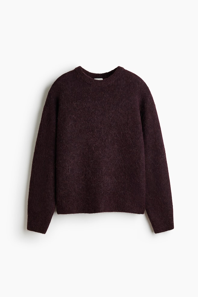 Oversized trui van alpacawolmix - Donkerbruin/Dusty lichtgeel/Bruin/Donkertaupe gemêleerd - 1