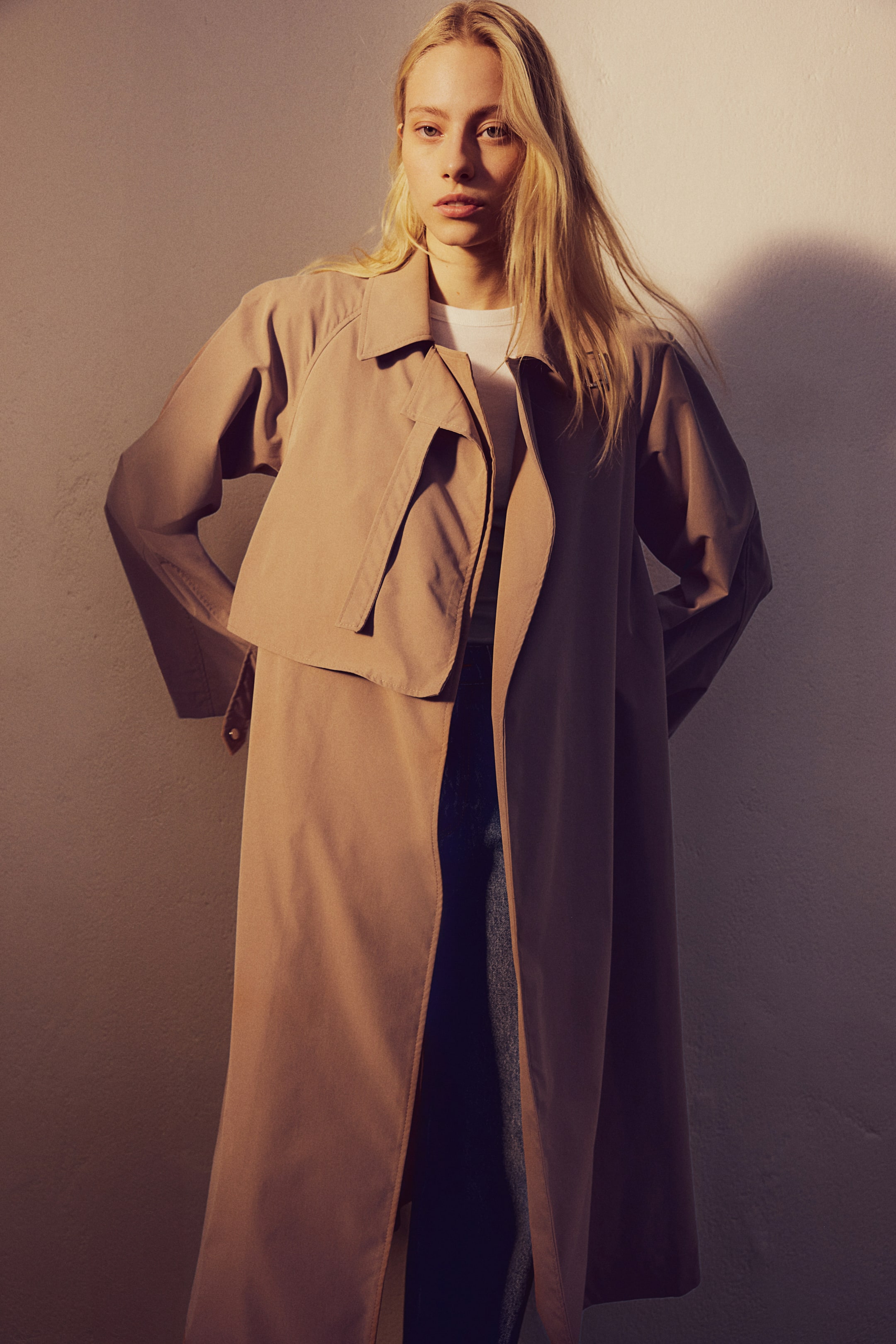 Wrap Trench Coat - Long sleeve - Long - Dark beige - Ladies | H&M US