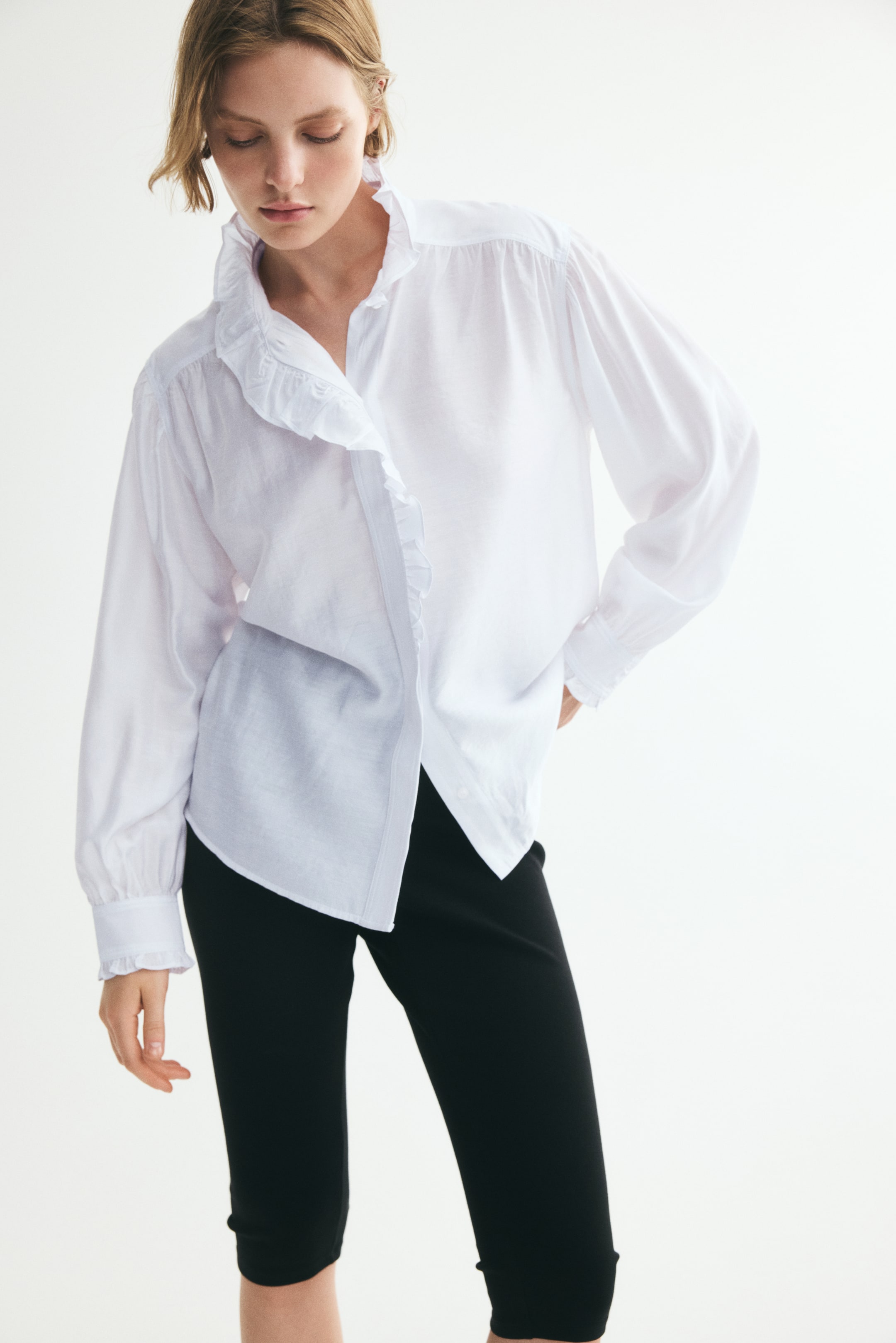 Ruffled Button-Front Blouse