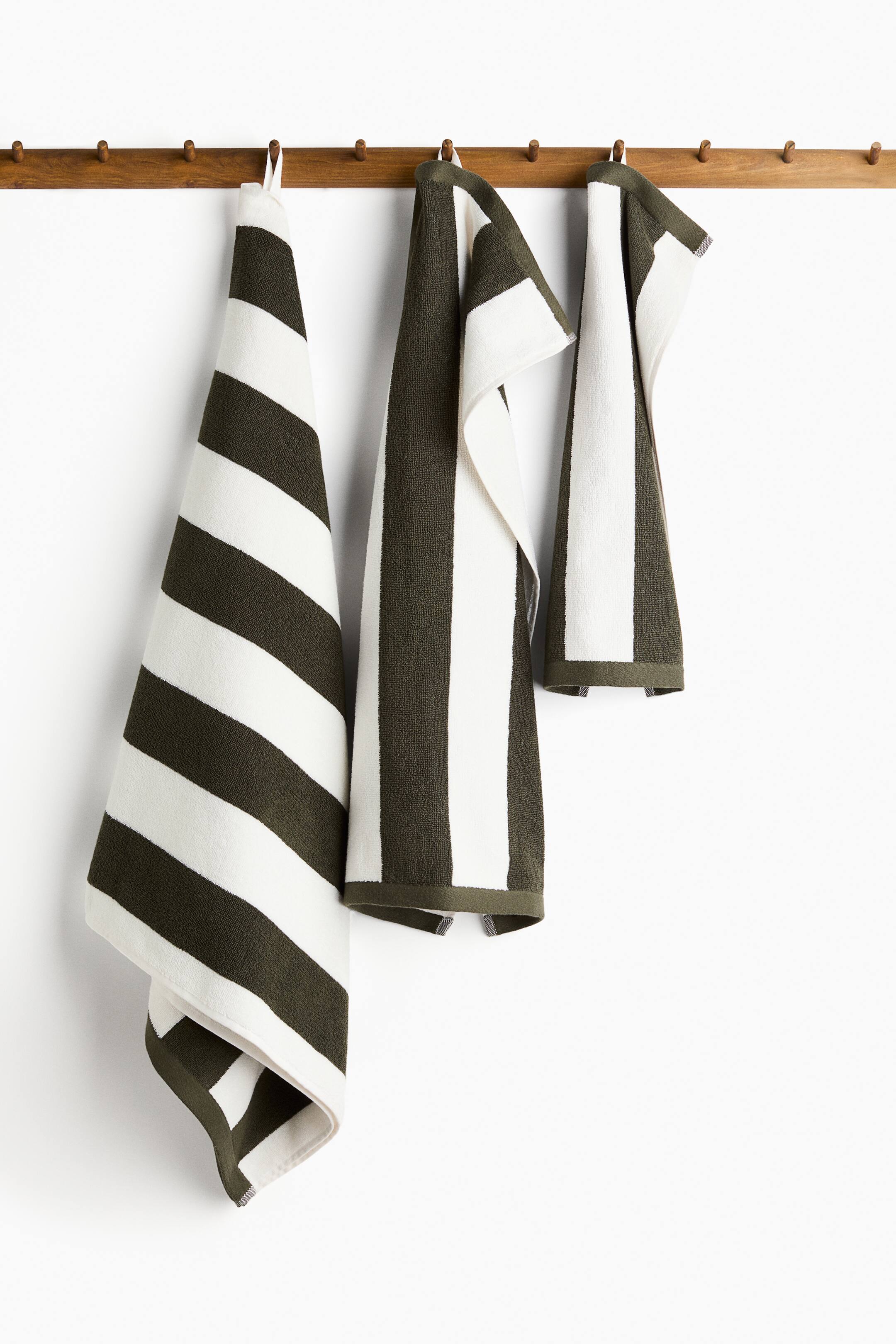 View larger image: Striped hand towel - Dark green/White striped - Home All | H&M IN 2