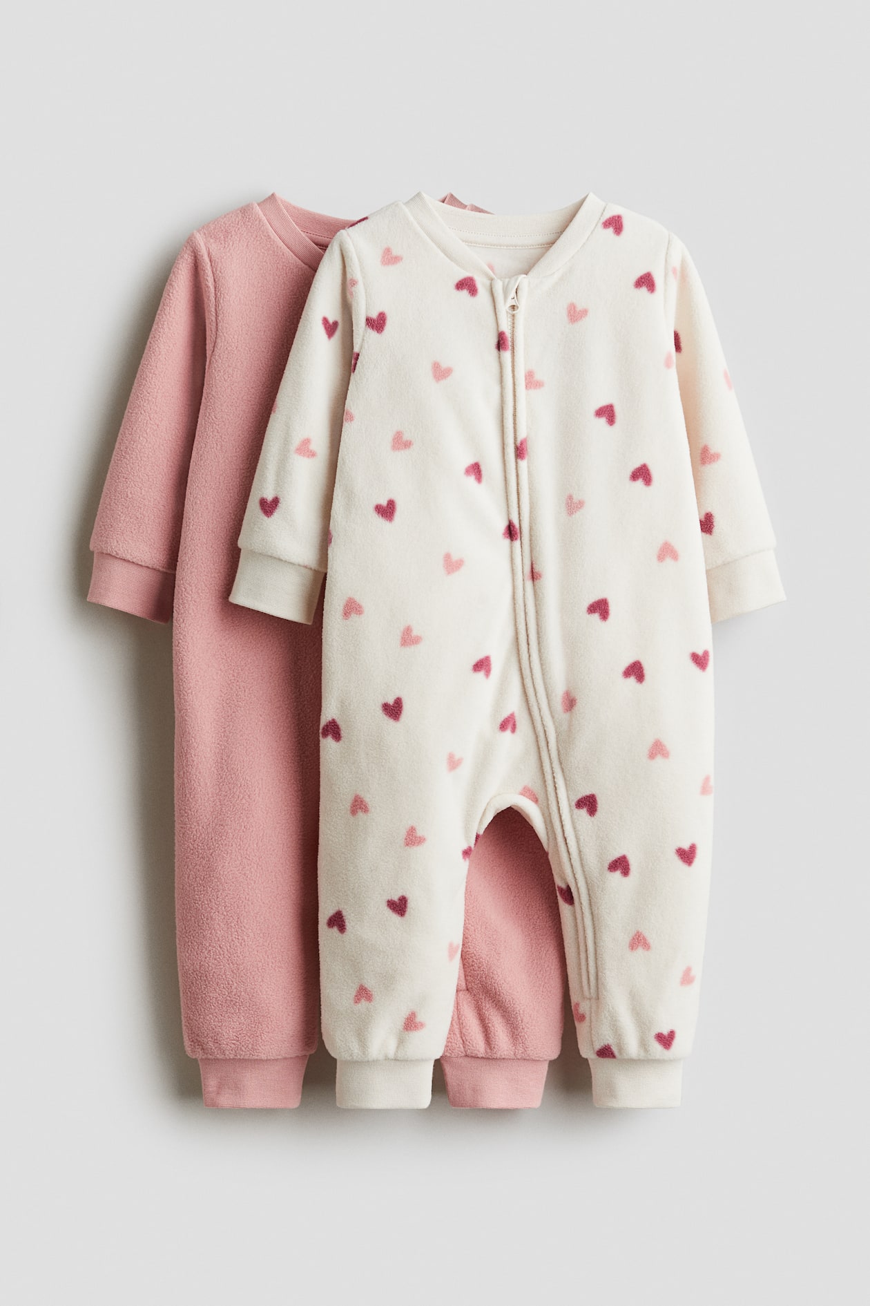 Pigiamini in pile con cerniera pezzi Rosa/cuori BAMBINO H&M IT