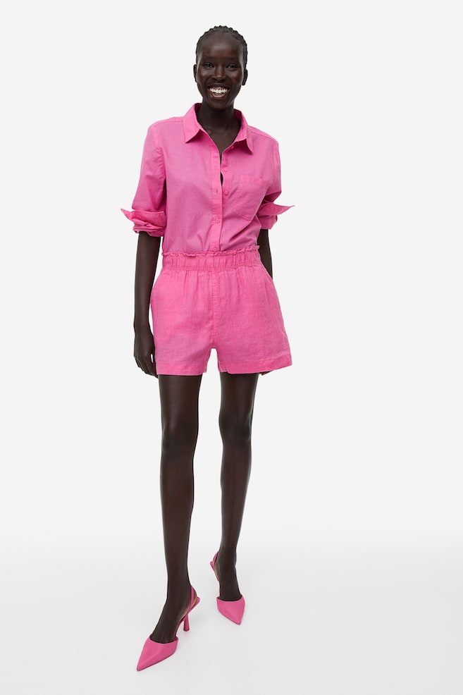 Linen shorts - Pink/Light beige/Black/Orange/dc/dc/dc/dc - 1