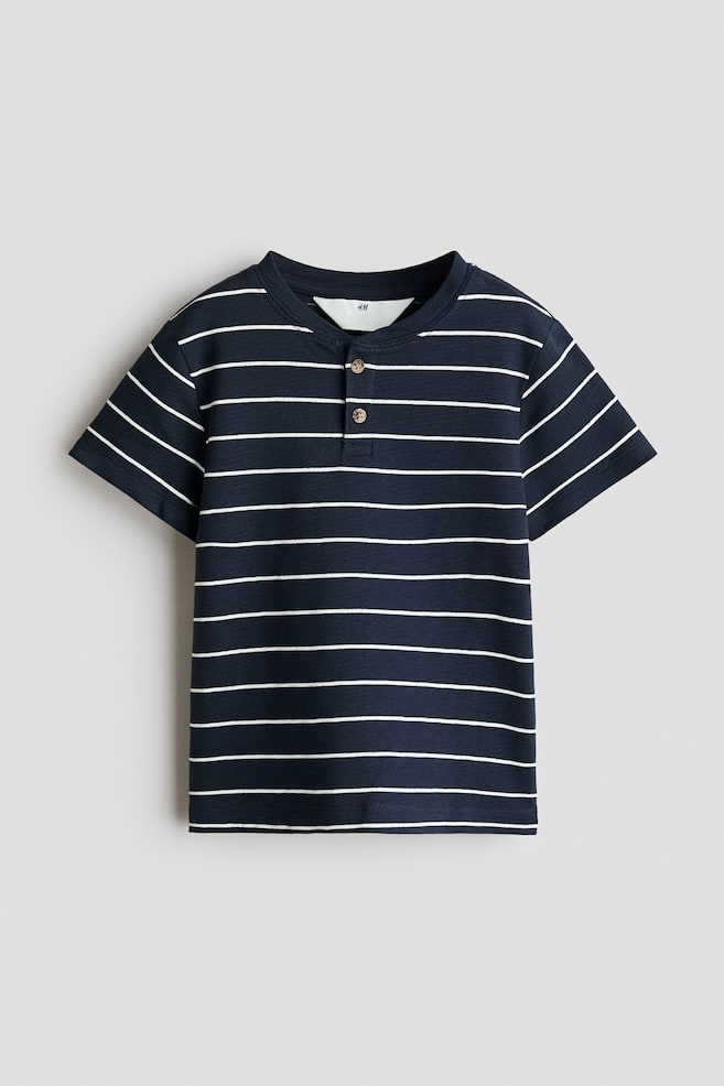 Playera Henley de algodón - Azul marino/Franjas/Café/NYC/Beige claro/NYC - 1