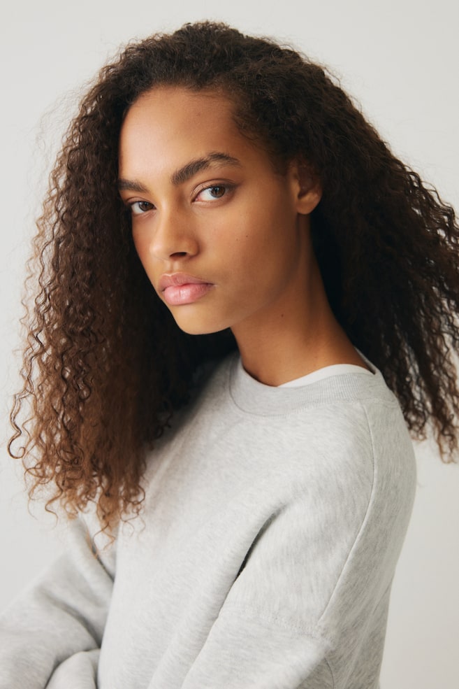 Oversized Sweatshirt-Hellgraumeliert - 3