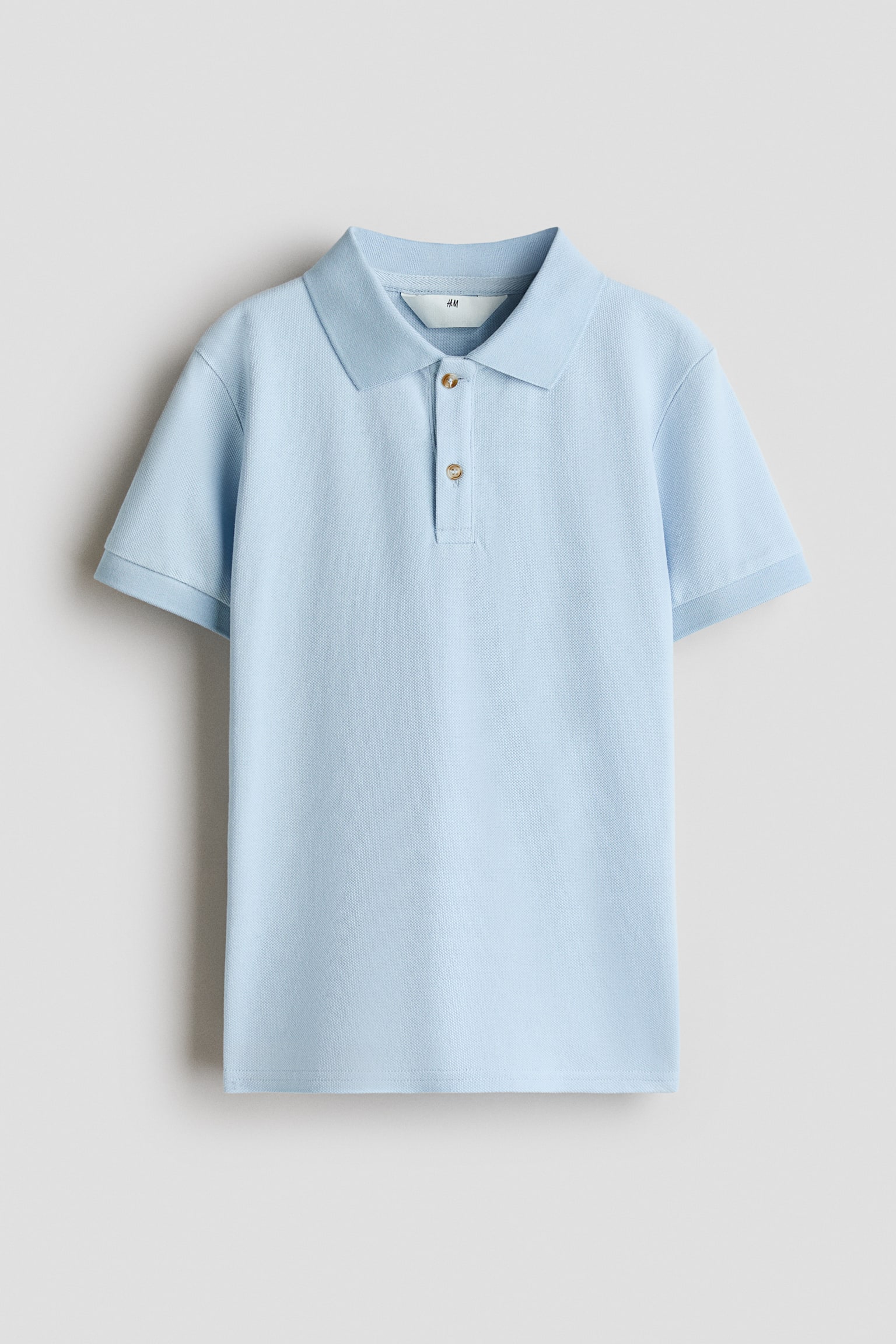 Playera polo en piqué de algodón - Azul claro/Gris