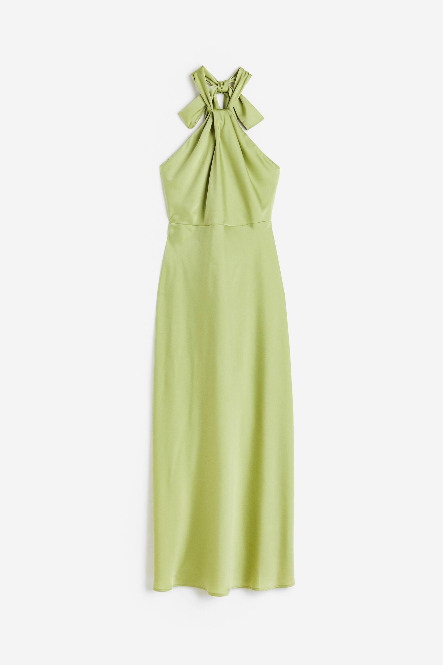 Satin halterneck dress - Light green