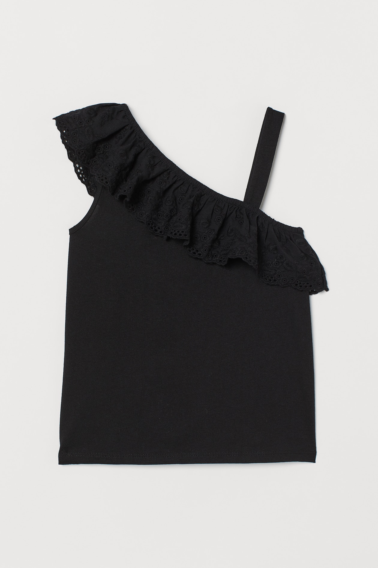One-shoulder top Black Kids H&M HK