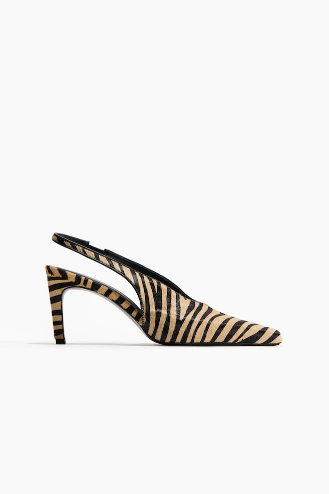 Slingbacks i læder med hæl - Lys beige/Imiteret zebra/Brun/Imiteret leopard/Sort - 1