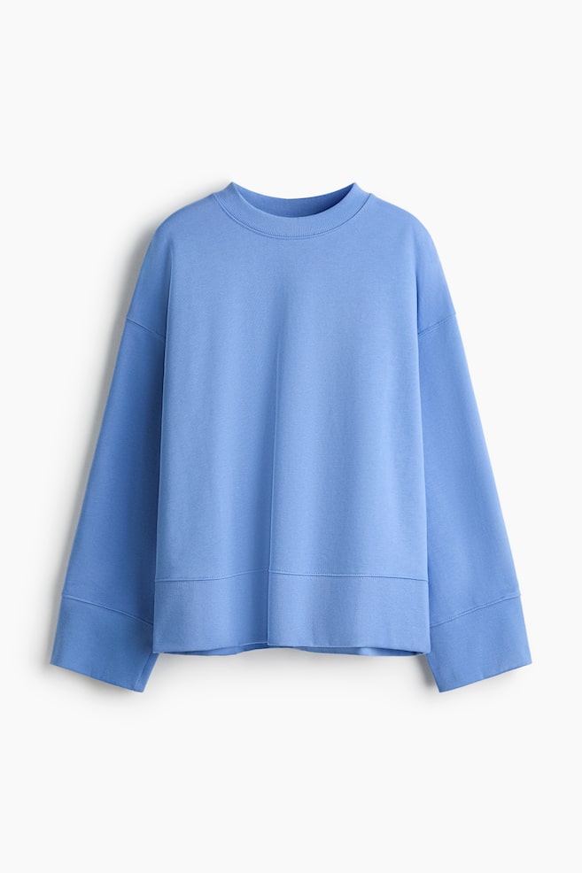 Oversized cotton sweatshirt - Blue/Light beige/Dark grey/Dark brown - 1