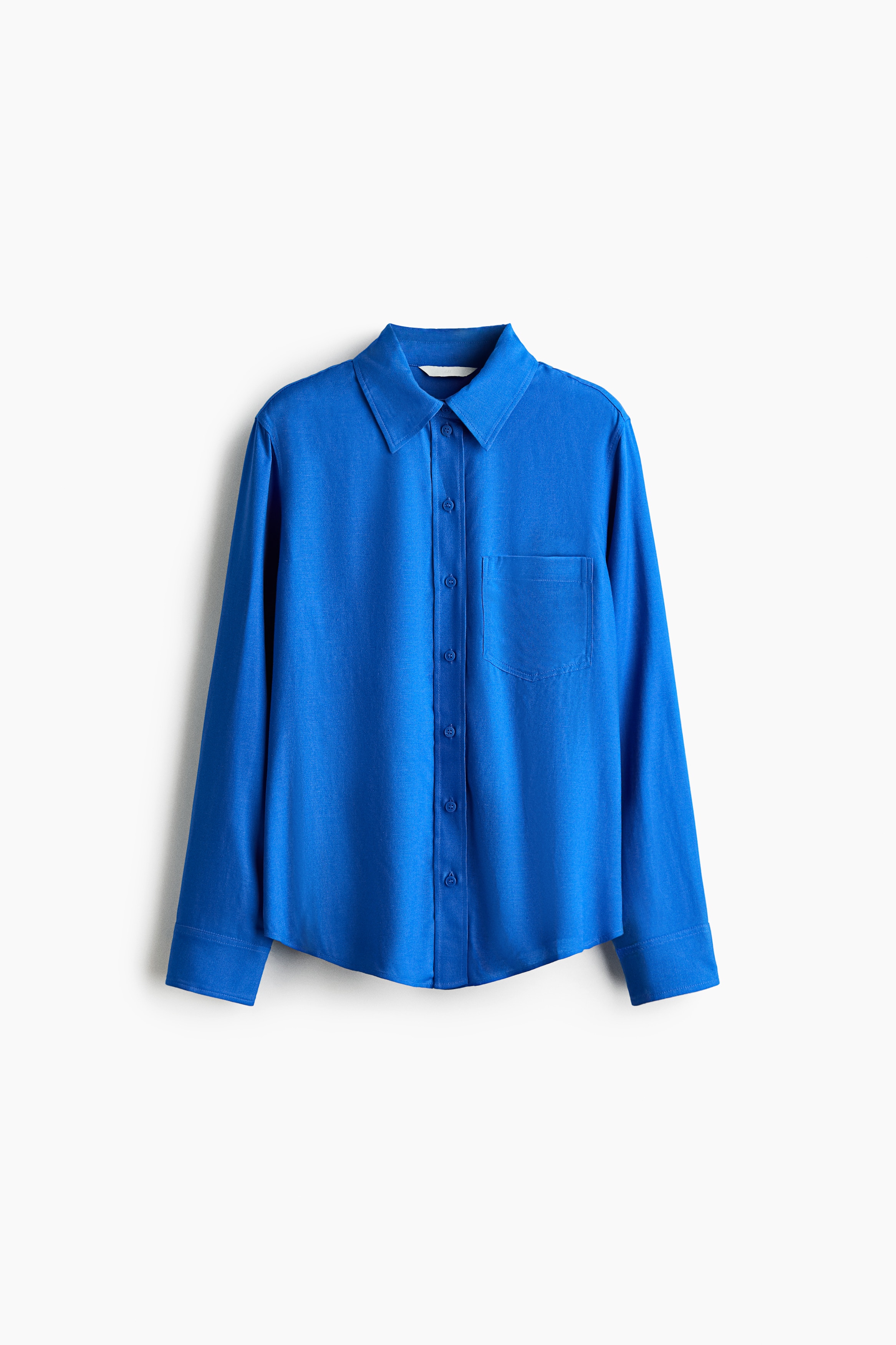 Linen-blend shirt - Bright blue/Dark brown/Dark red