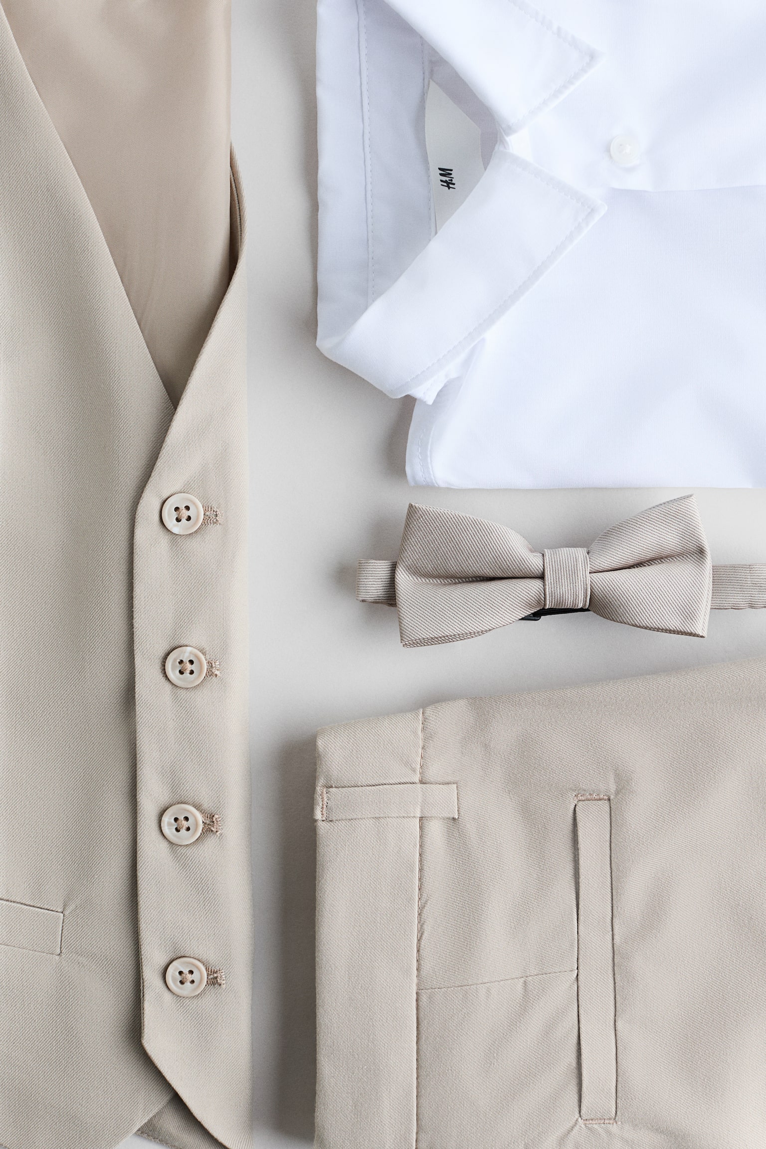 Детские комплекты H&M 4-Piece Dressy Set, цвет: Бежевый / Белый — фото 4