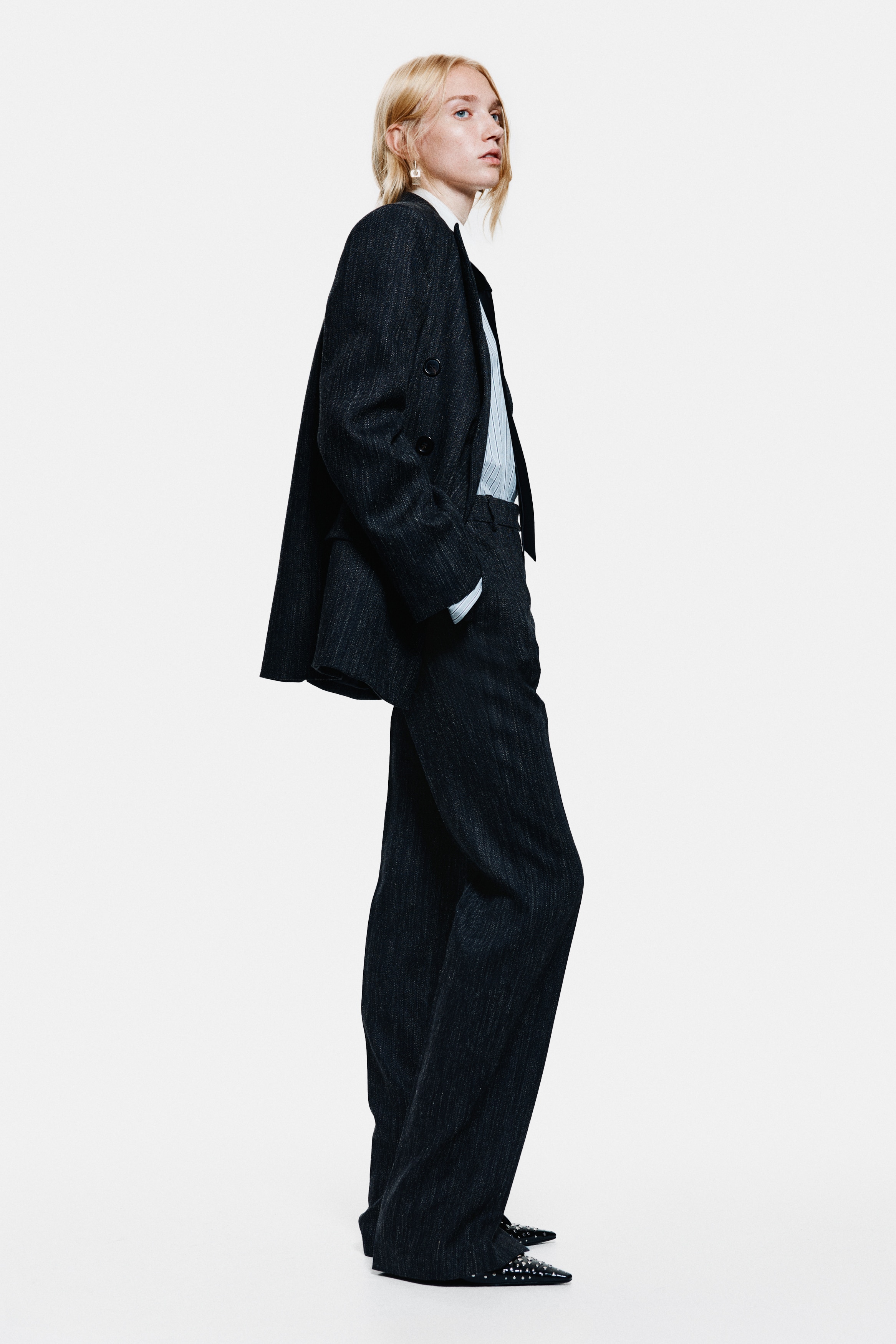 Tailored wool-blend trousers