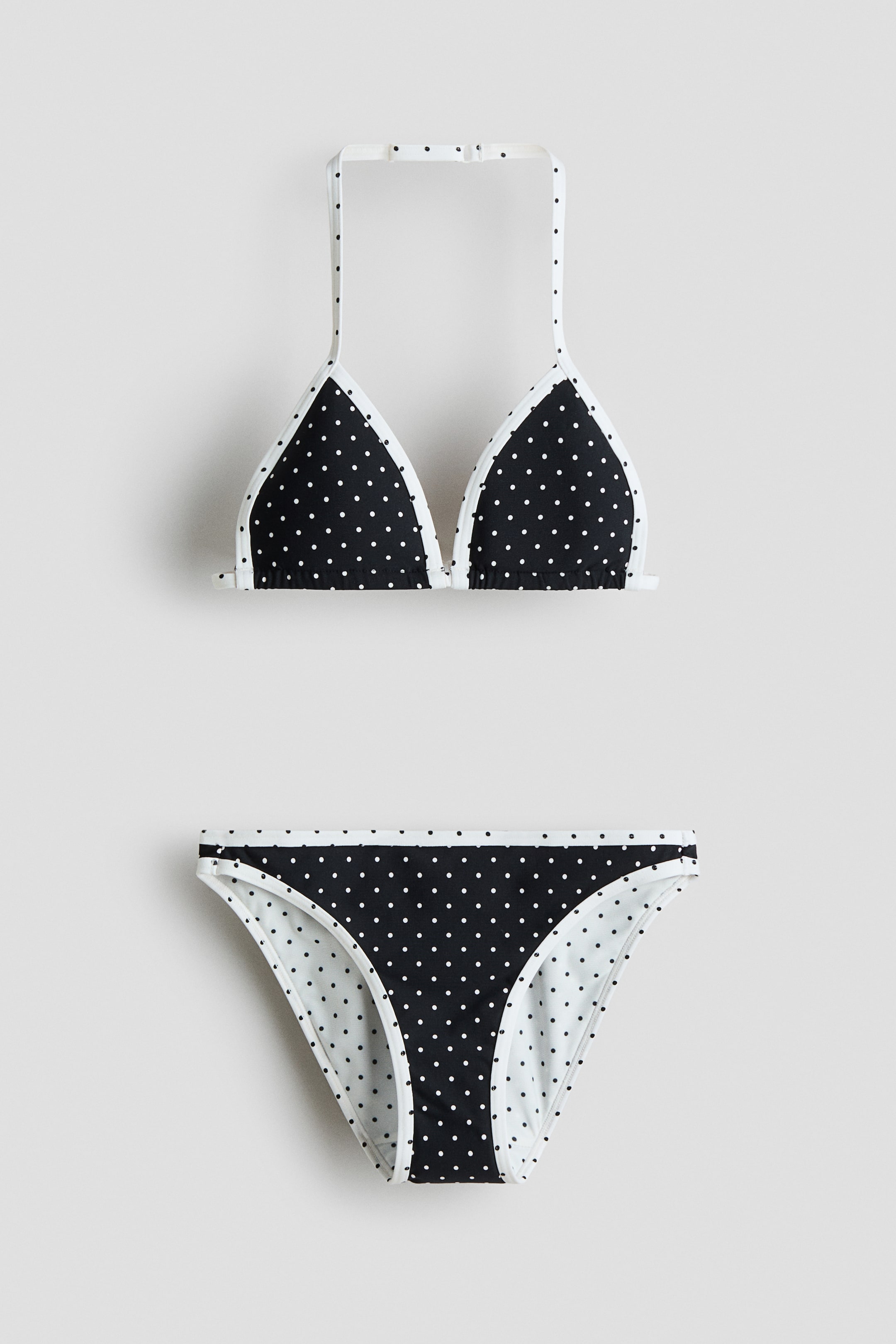 View larger image: Printed Triangle Two-Piece Swimsuit - Black/white dotted - Kids | H&M US 1