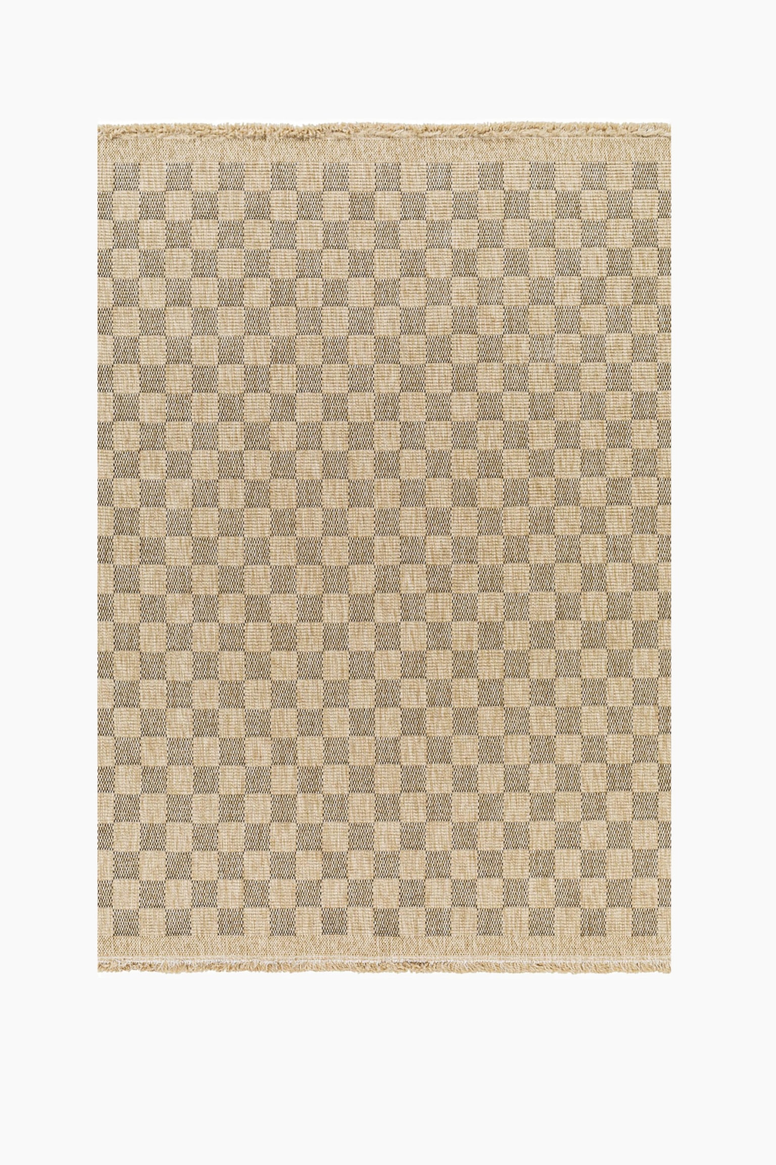 Netra In- /outdoor Jute-look Checkered Area Rug - Tan, Black