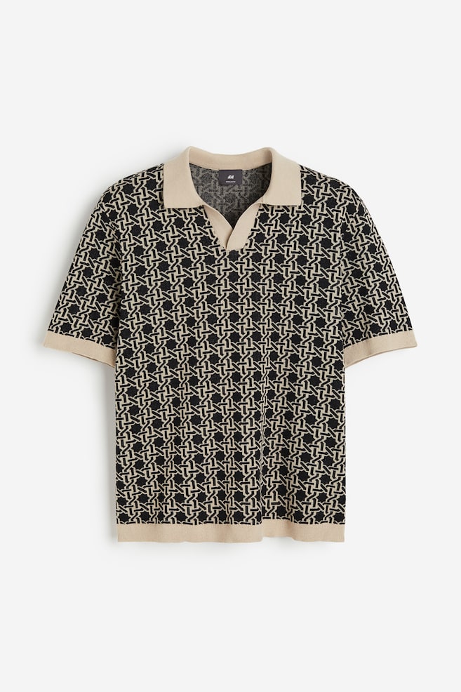 Regular Fit Jacquard-knit polo shirt - Beige/Patterned - 2