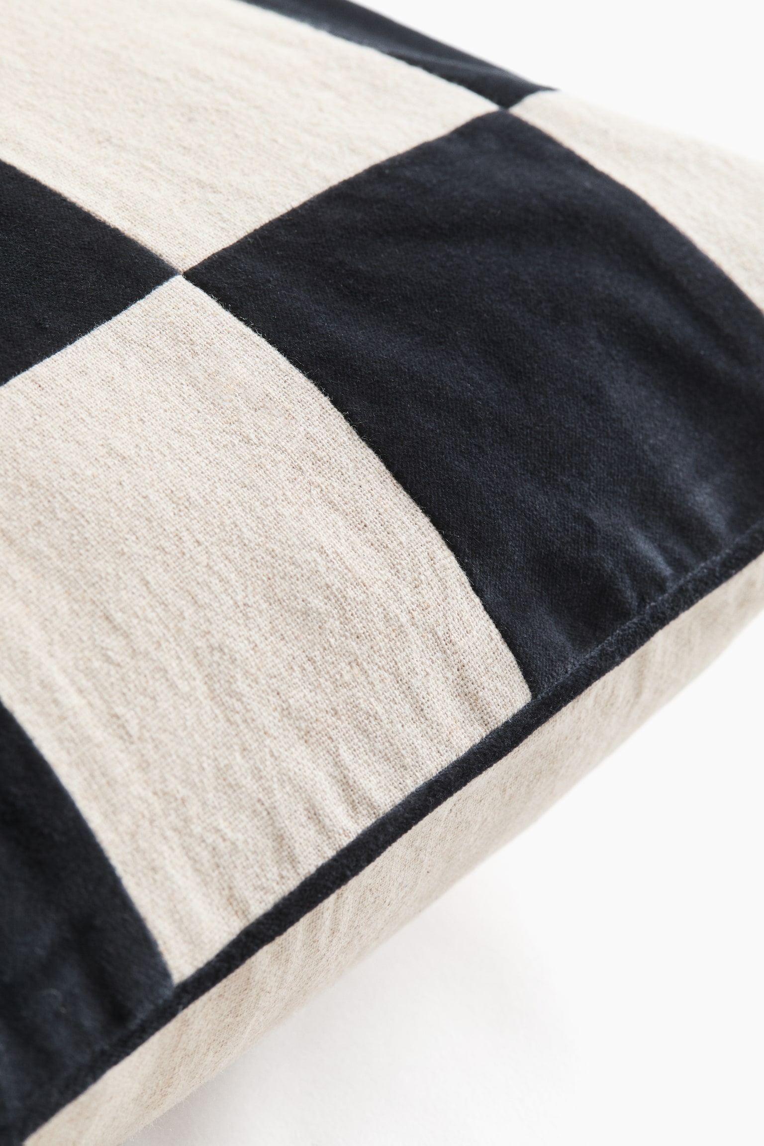 Obliečka na vankúš z ľanovej zmesi - Čierna/károvaná/Béžová/károvaná - 4