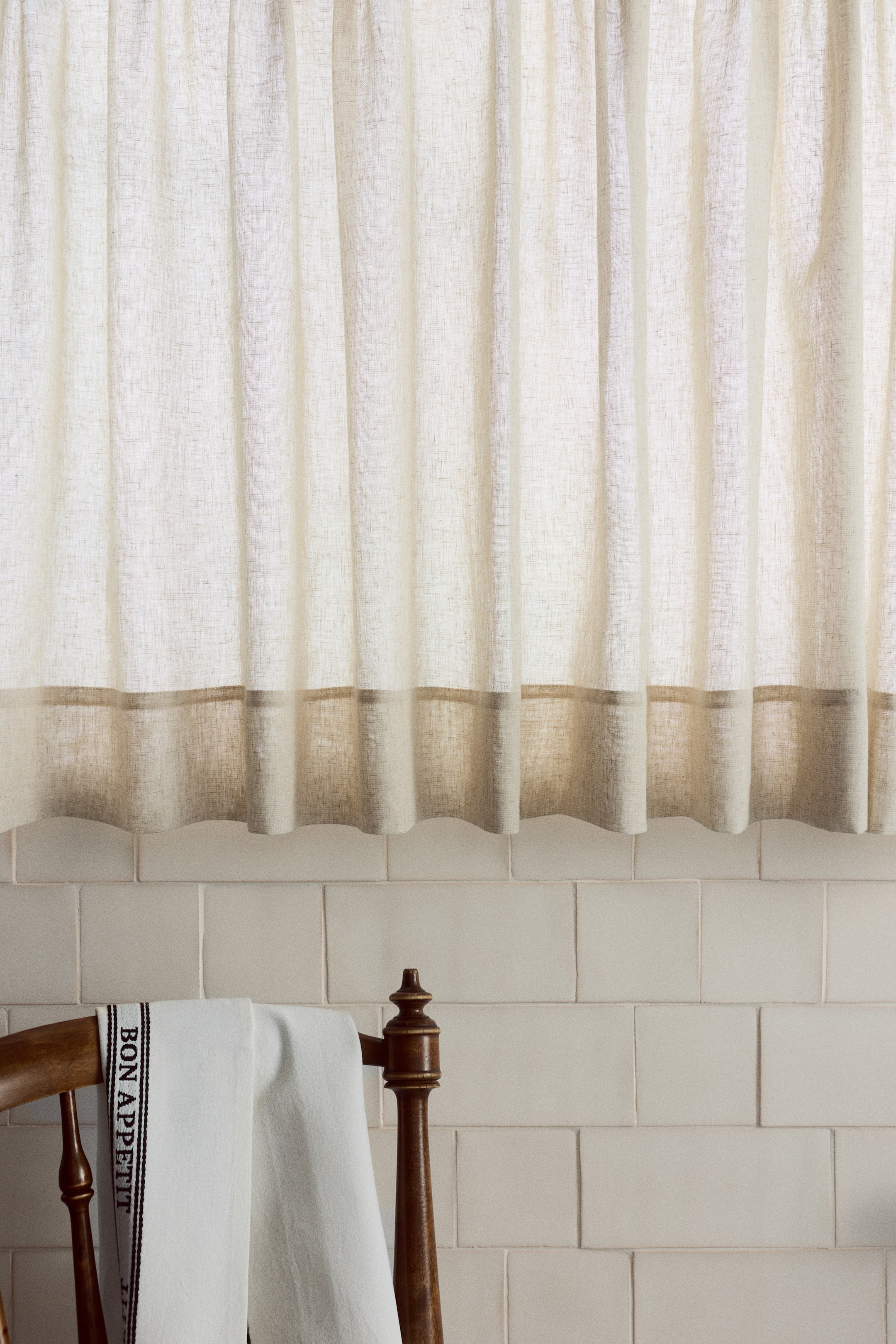 View larger image: Linen-Blend Café Curtain - Beige - Home All | H&M US 1