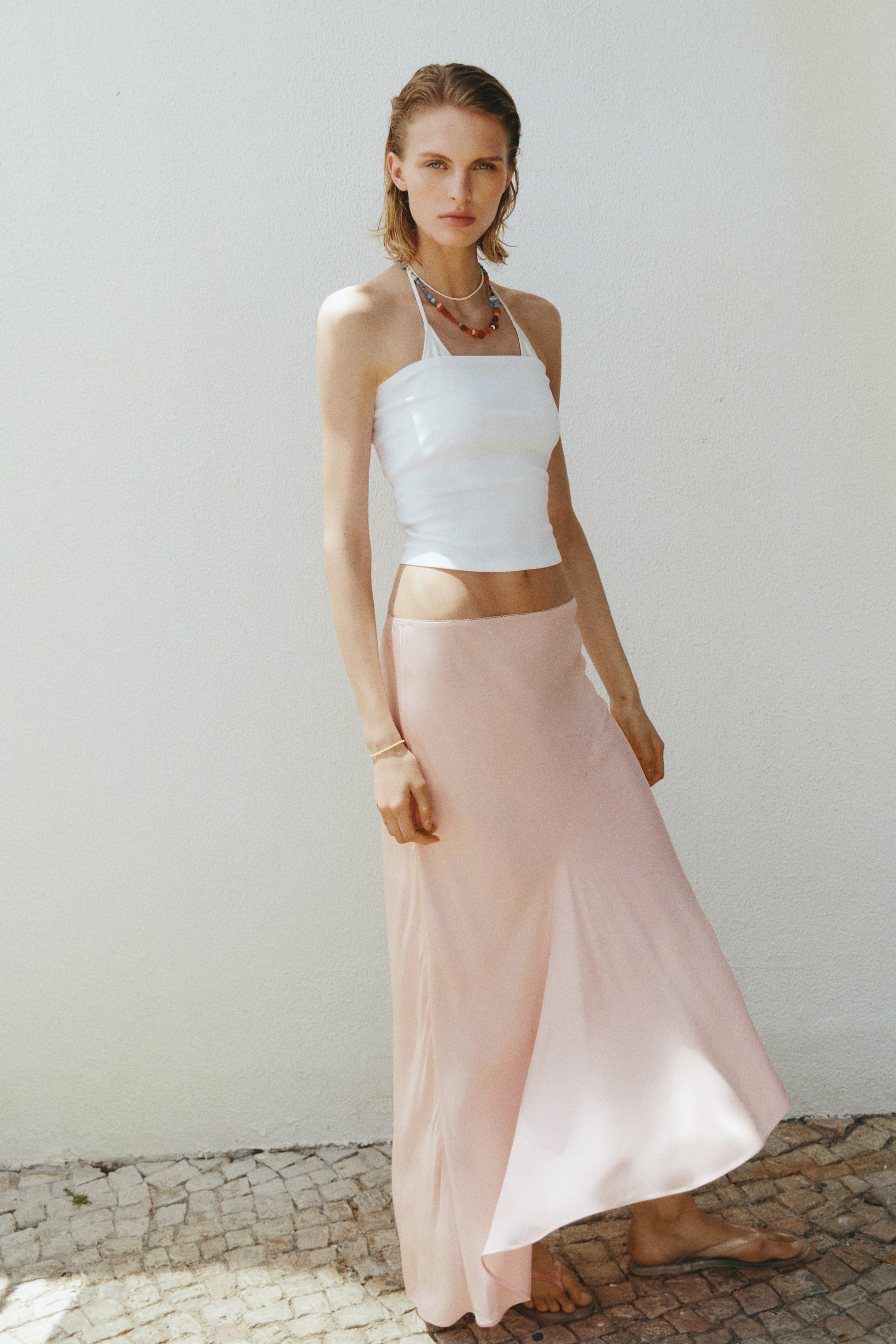 Jupe asymétrique en satin
