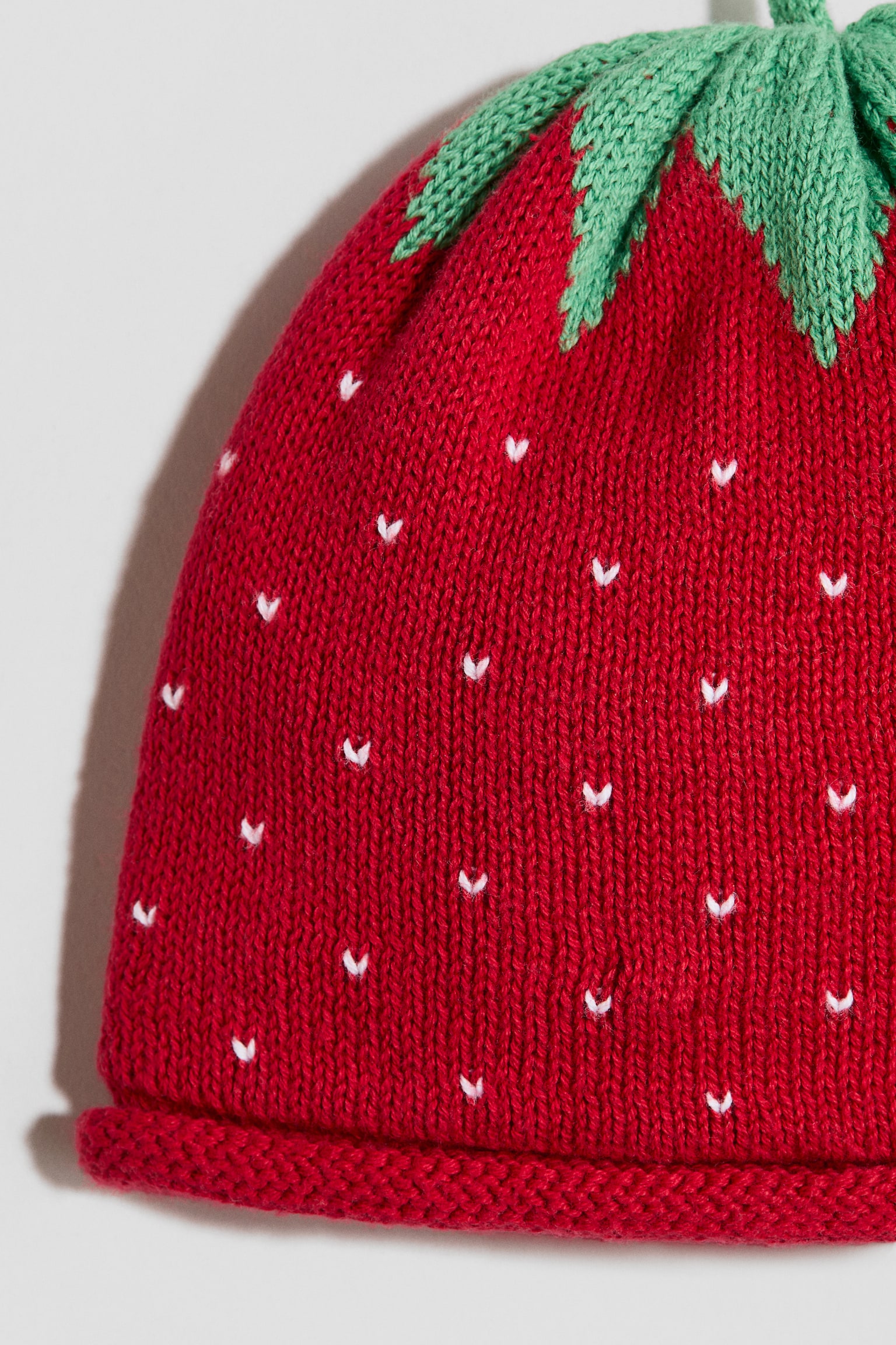 자카드 니트 햇 - 레드/딸기 - 2