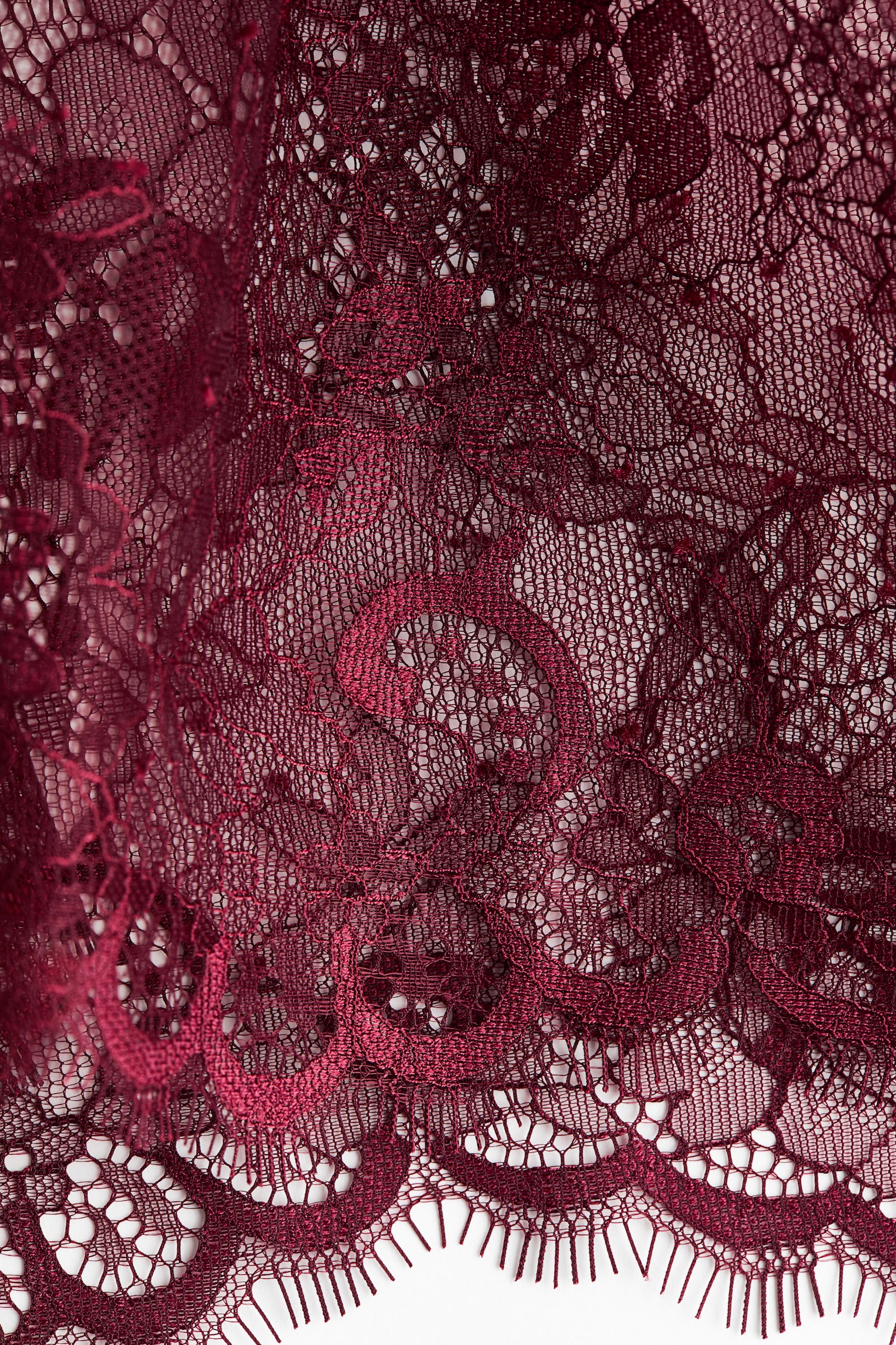 Женский топ H&M Short Lace Top, цвет: Тёмный красный — фото 6
